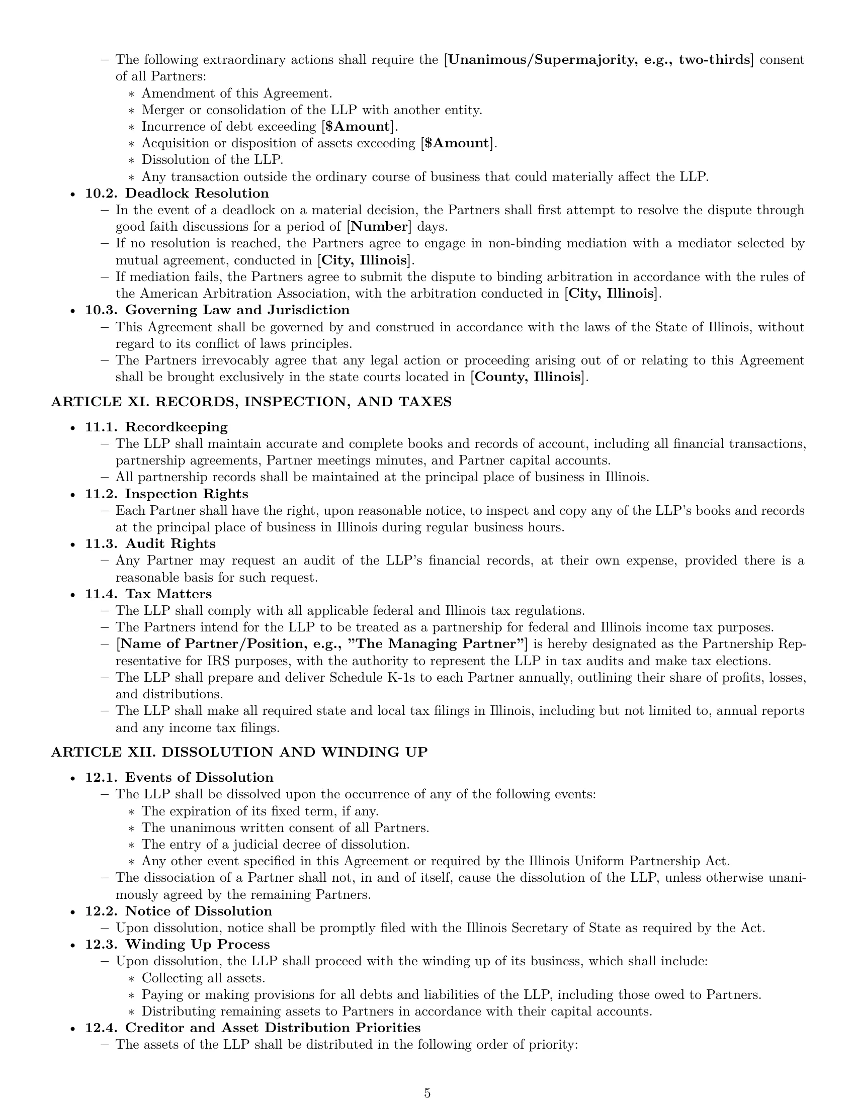 Preview page 5 of Pro Illinois limited liability partnership agreement template