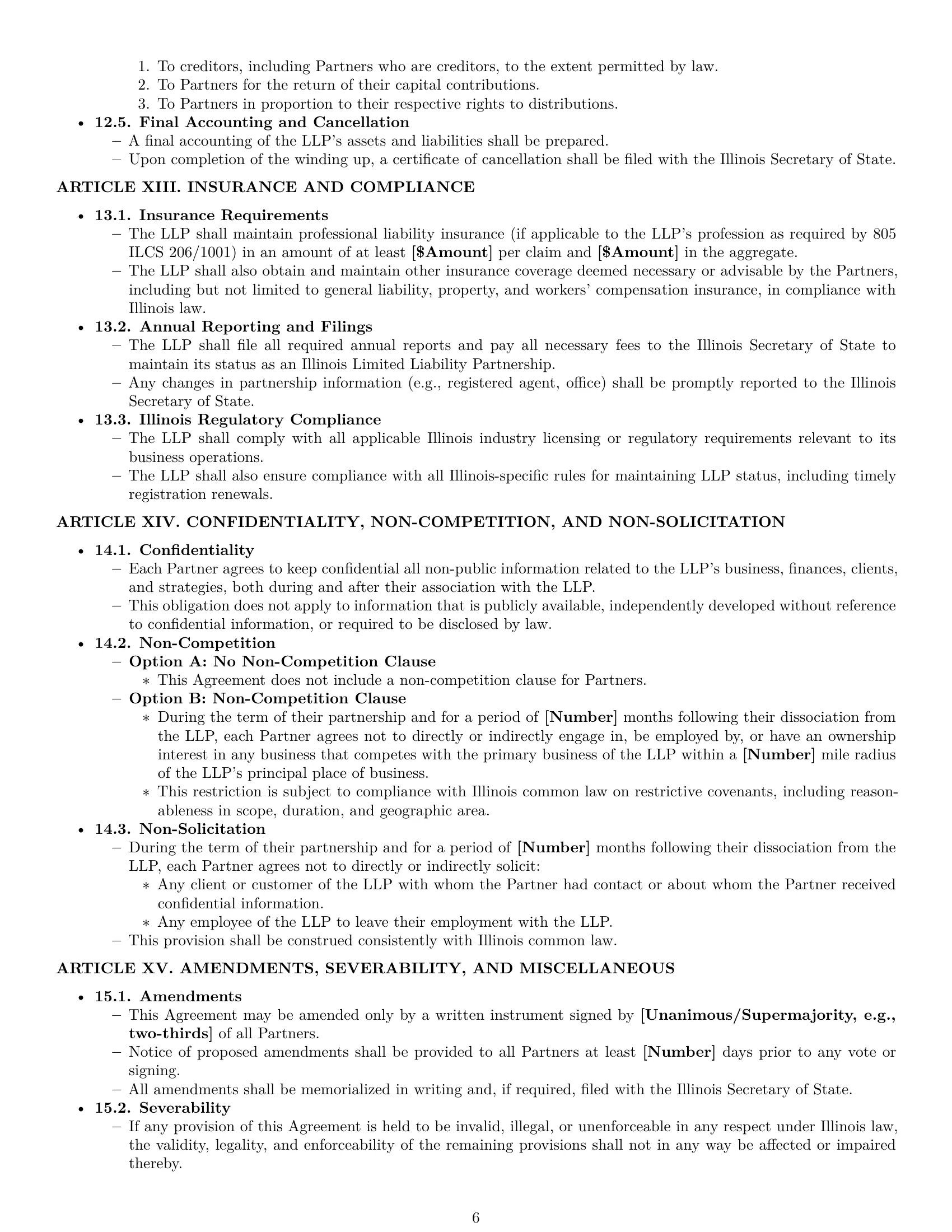Preview page 6 of Pro Illinois limited liability partnership agreement template
