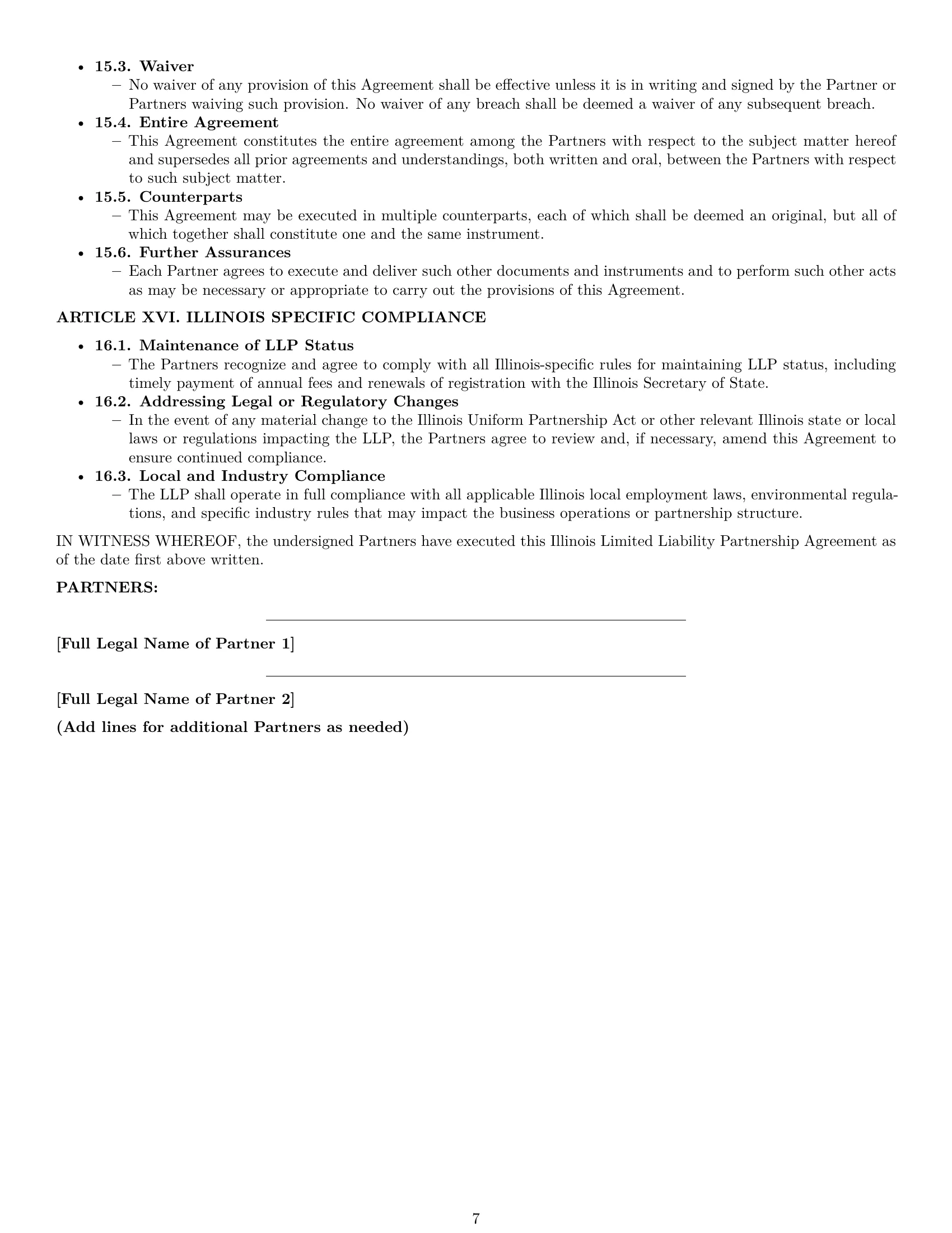 Preview page 7 of Pro Illinois limited liability partnership agreement template