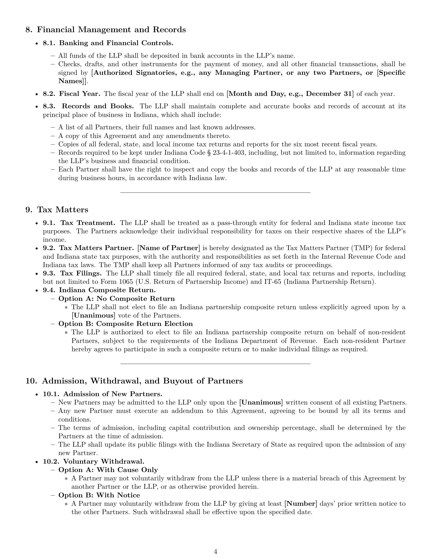 Preview page 4 of Pro Indiana limited liability partnership agreement template