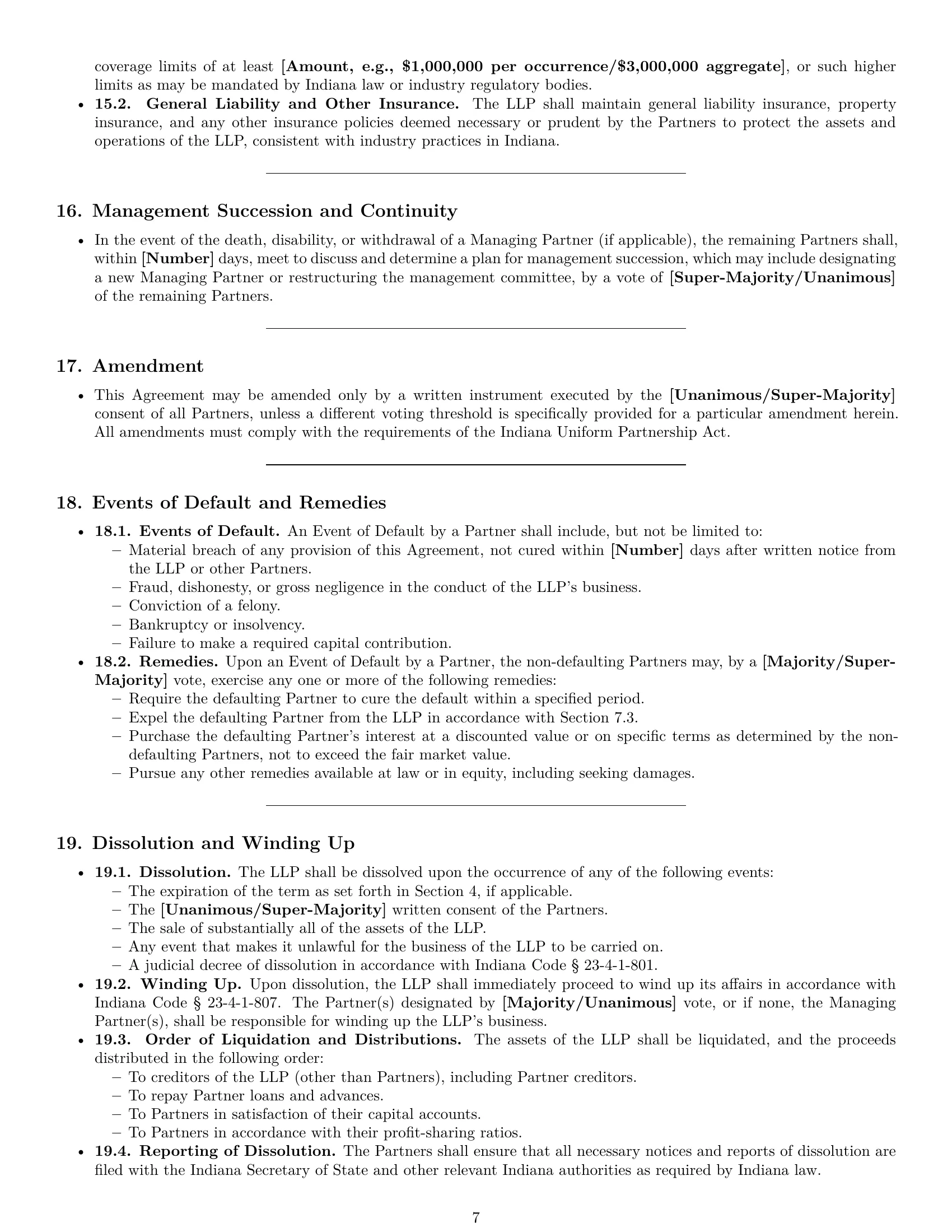 Preview page 7 of Pro Indiana limited liability partnership agreement template