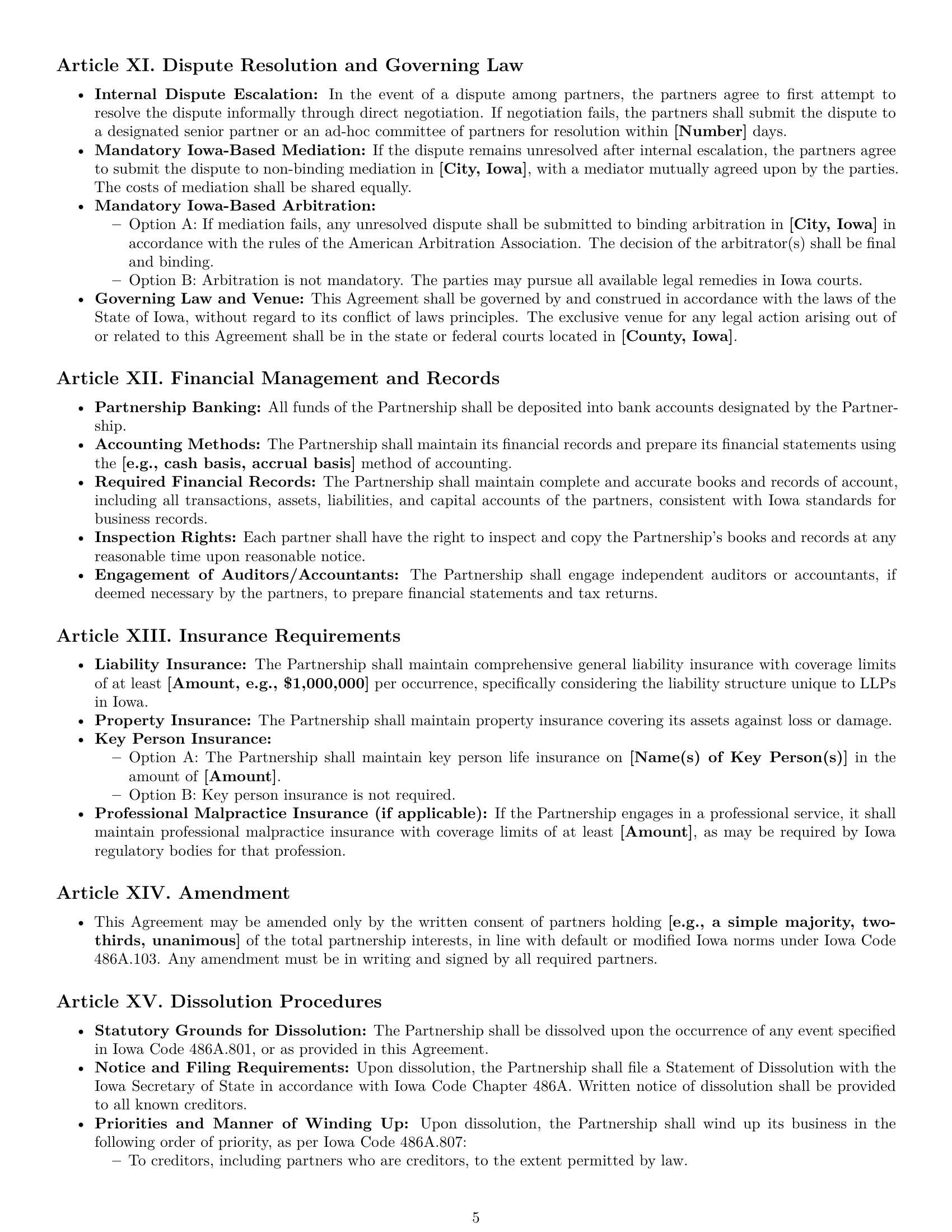 Preview page 5 of Pro Iowa limited liability partnership agreement template