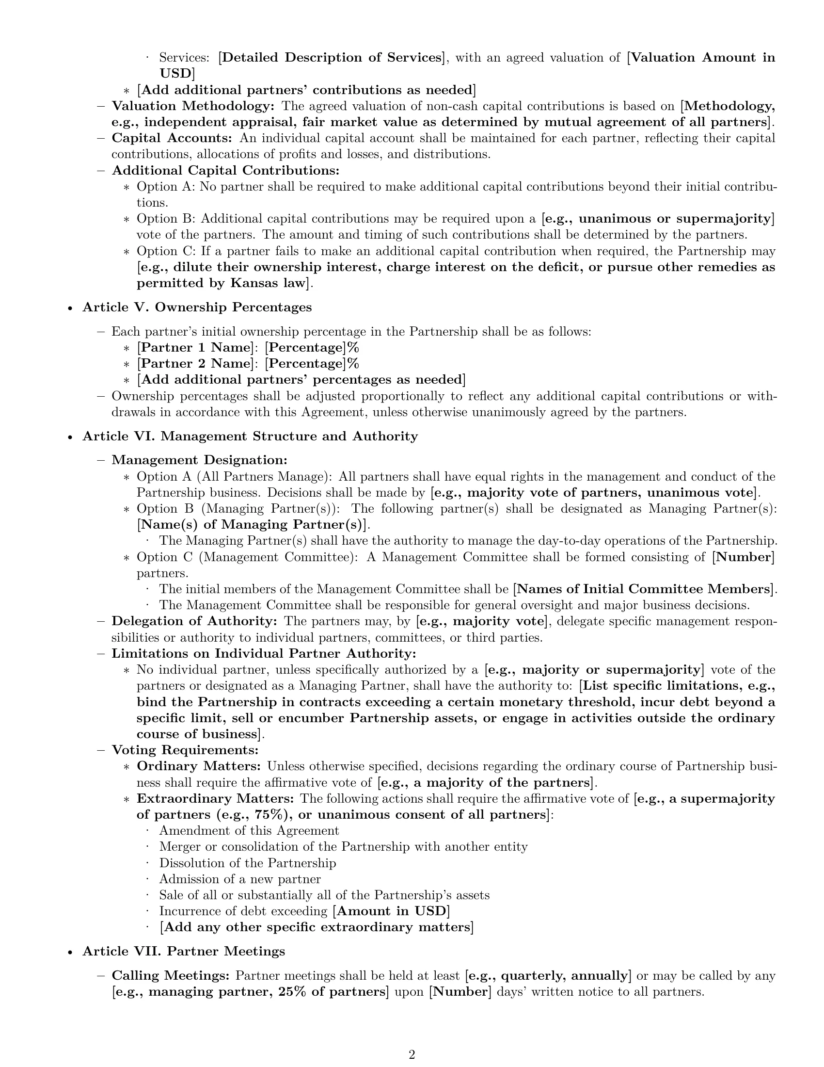 Preview page 2 of Pro Kansas limited liability partnership agreement template