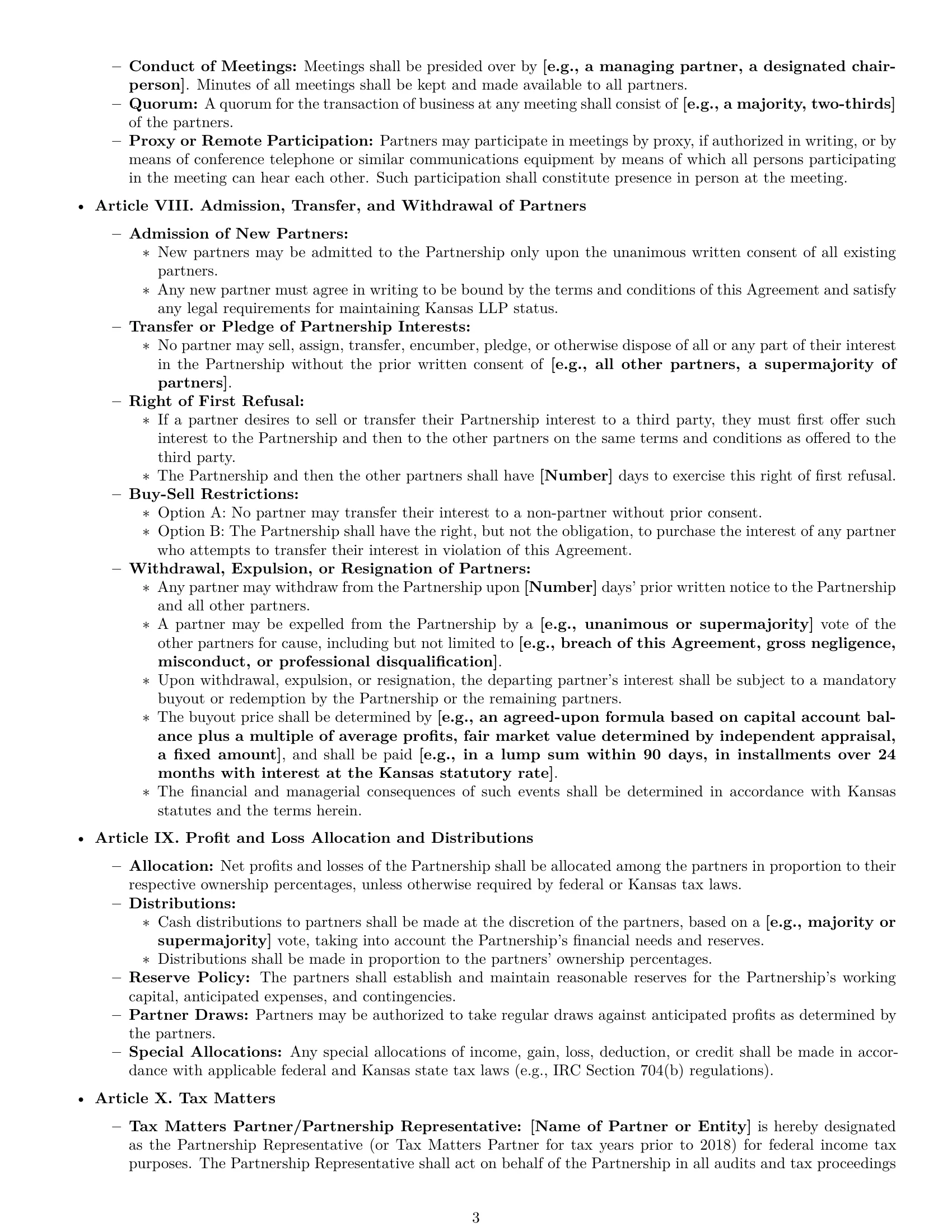 Preview page 3 of Pro Kansas limited liability partnership agreement template