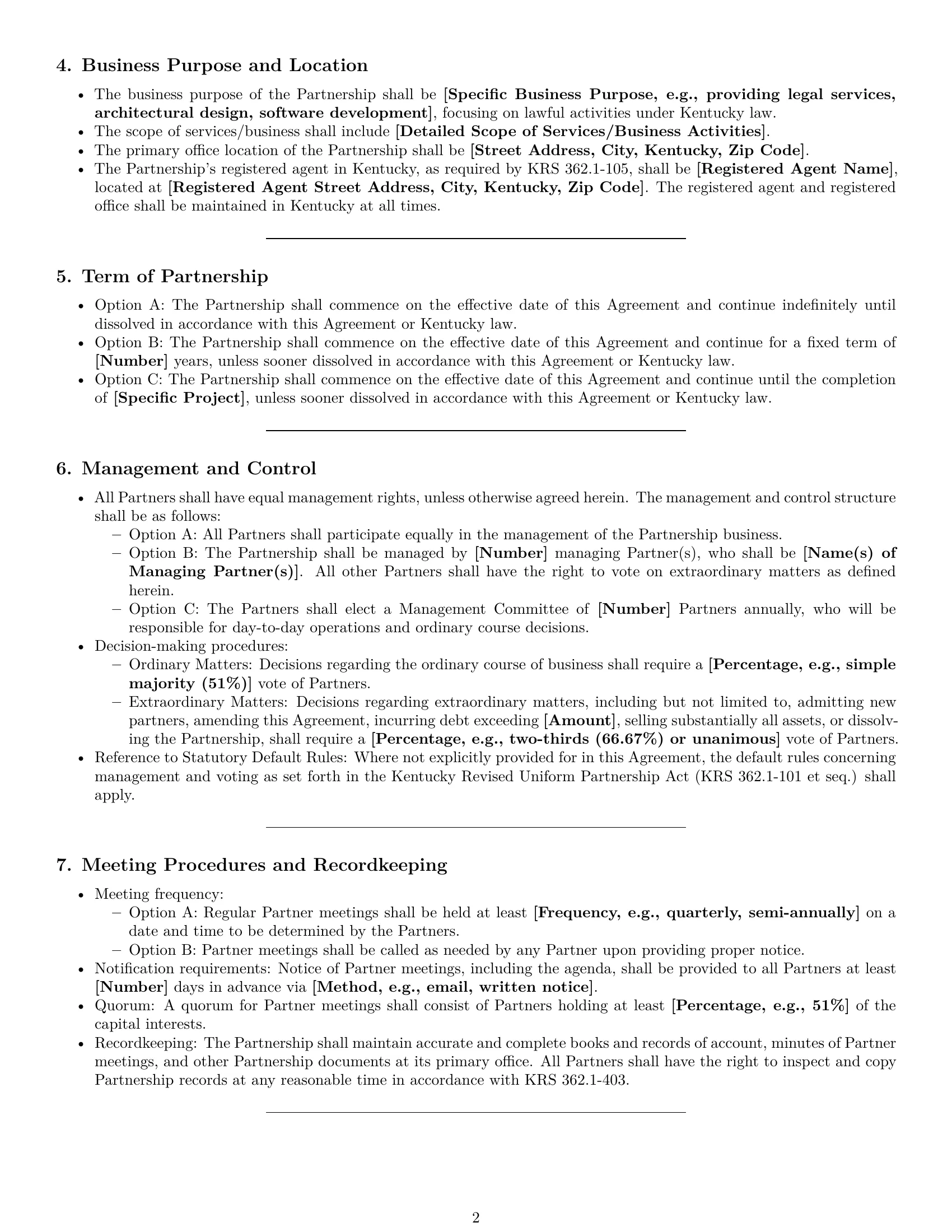 Preview page 2 of Pro Kentucky limited liability partnership agreement template