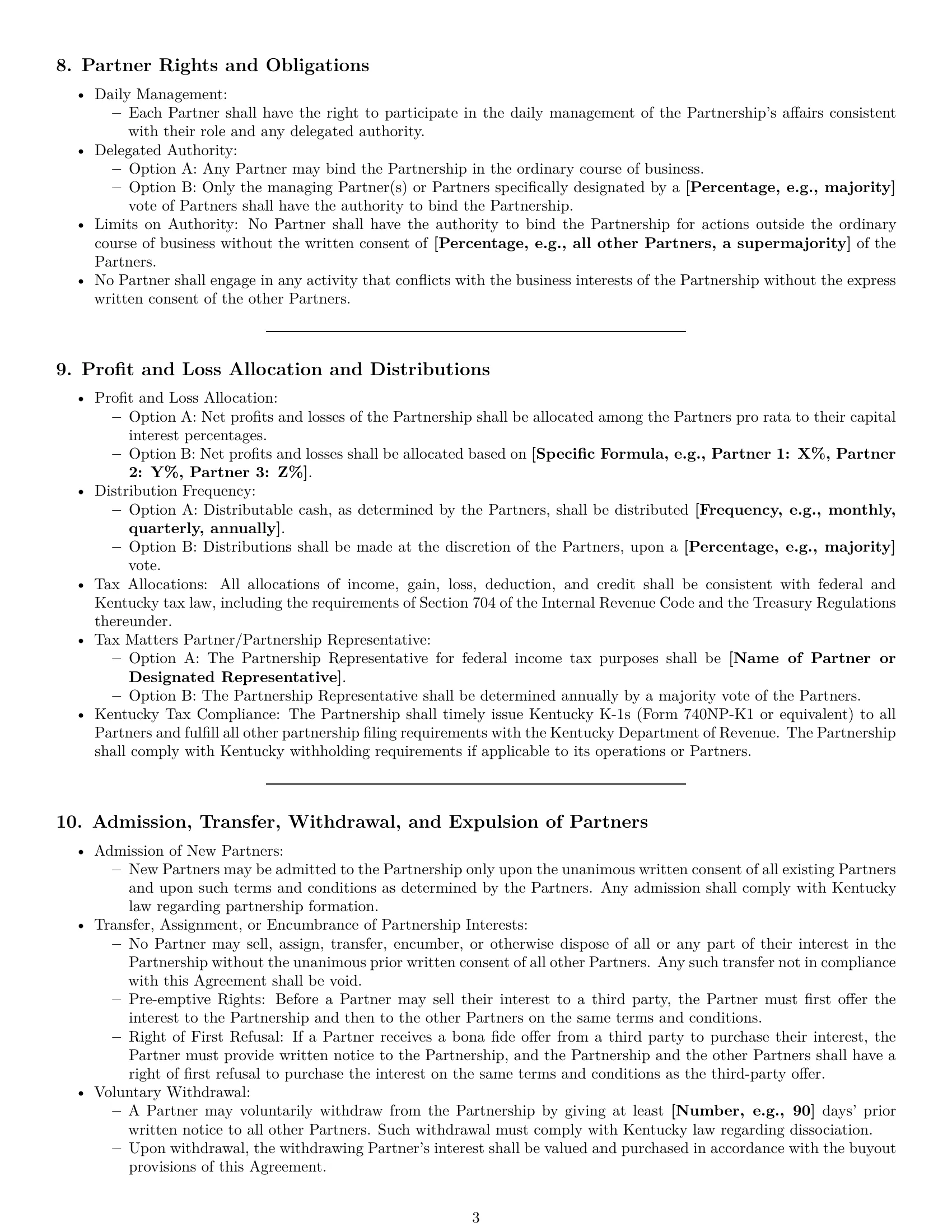 Preview page 3 of Pro Kentucky limited liability partnership agreement template