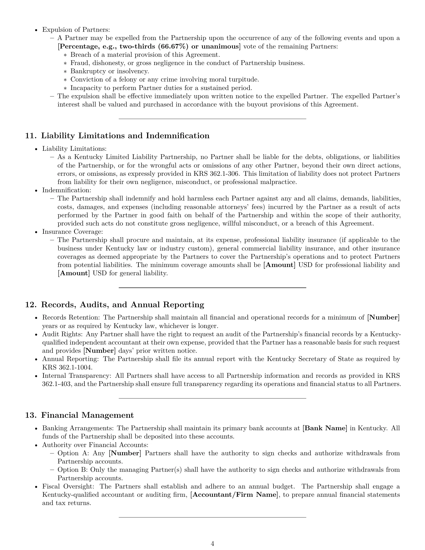 Preview page 4 of Pro Kentucky limited liability partnership agreement template