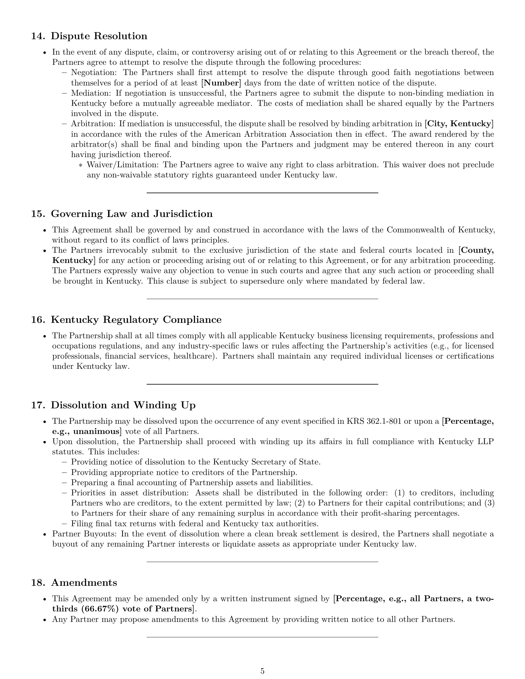 Preview page 5 of Pro Kentucky limited liability partnership agreement template