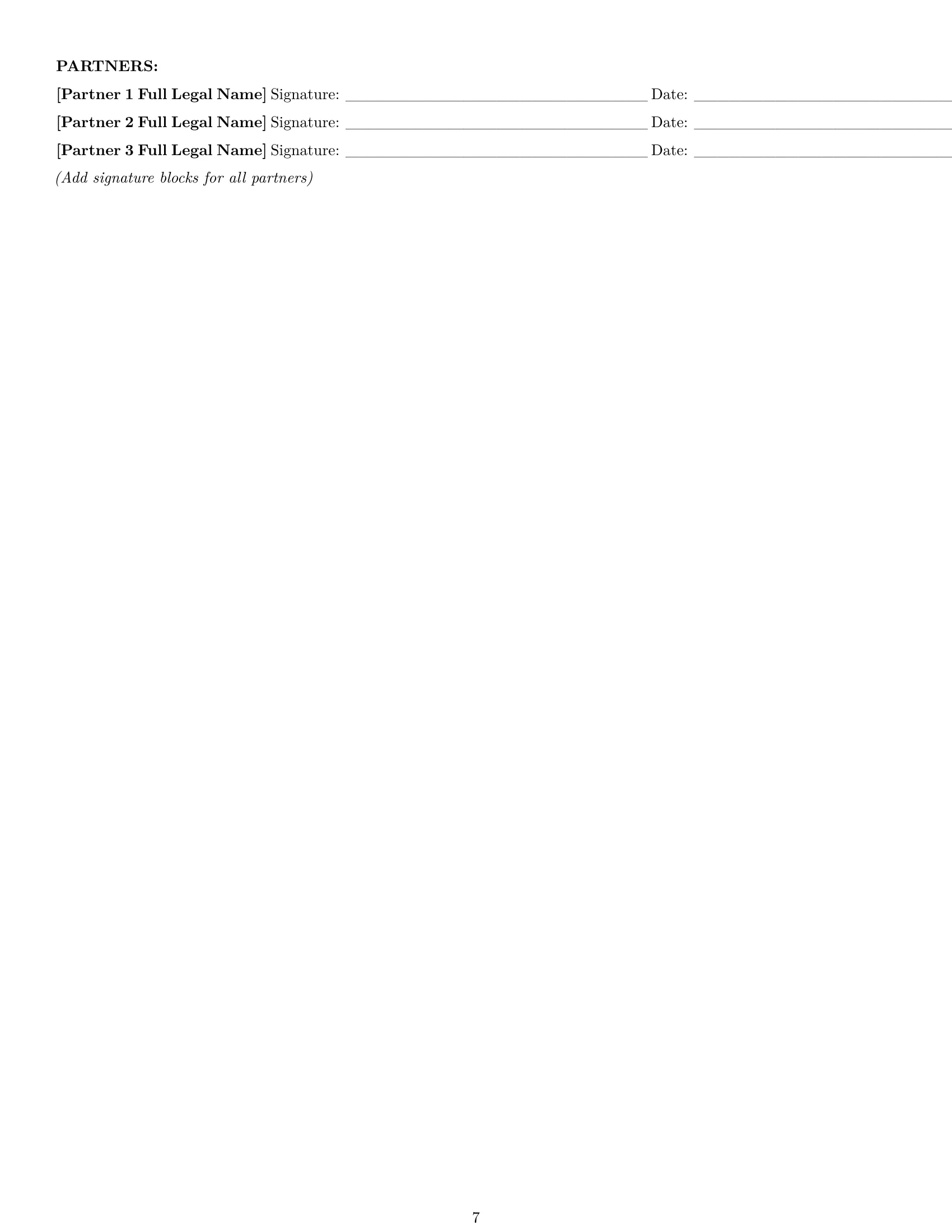 Preview page 7 of Pro Kentucky limited liability partnership agreement template