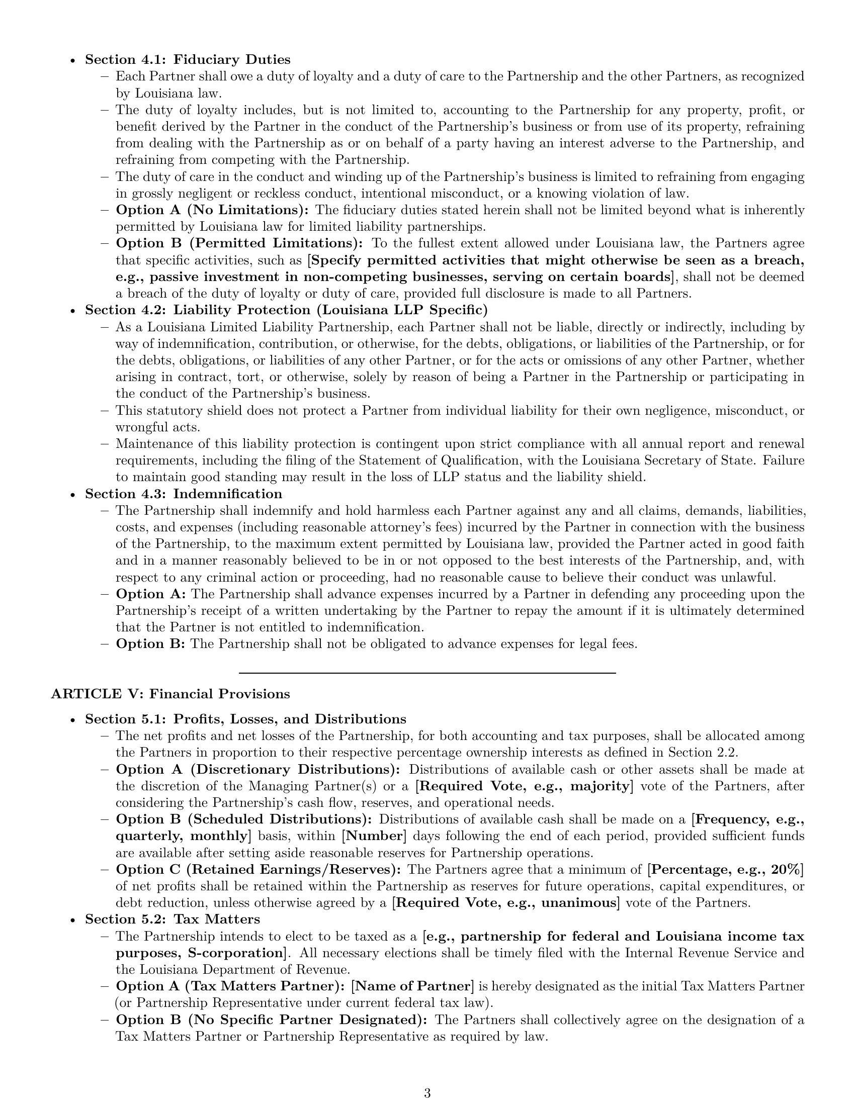Preview page 3 of Pro Louisiana limited liability partnership agreement template