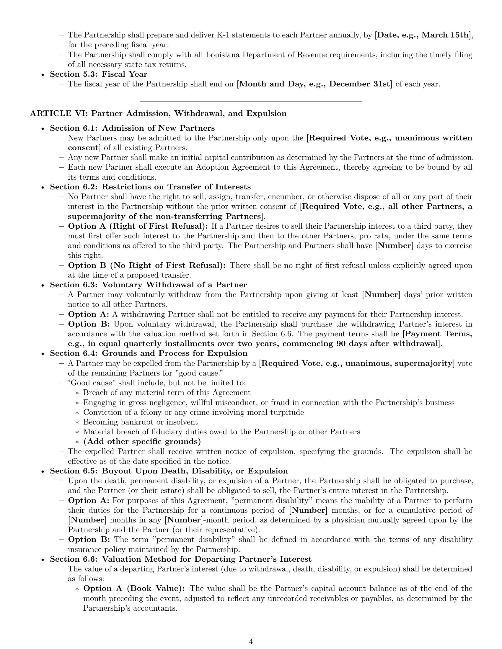 Preview page 4 of Pro Louisiana limited liability partnership agreement template