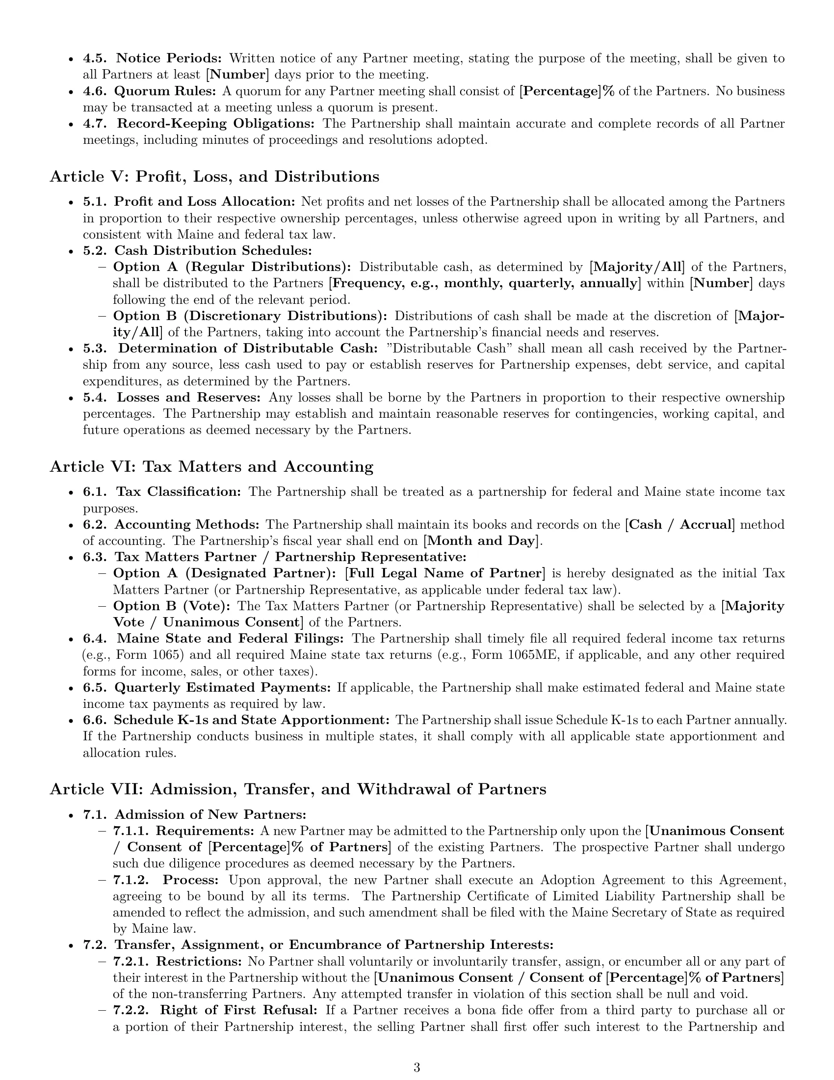 Preview page 3 of Pro Maine limited liability partnership agreement template