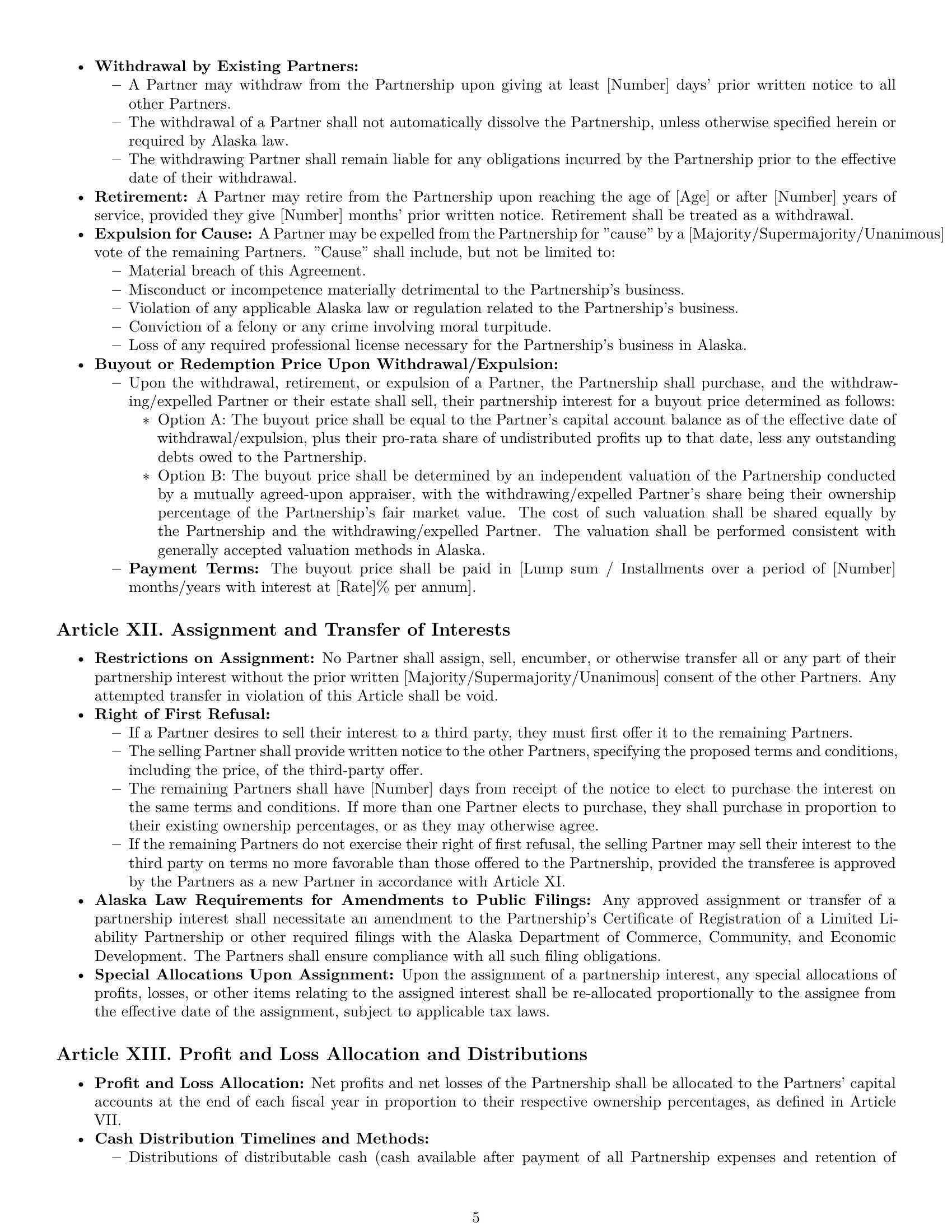 Preview page 5 of Pro Alaska limited liability partnership agreement template