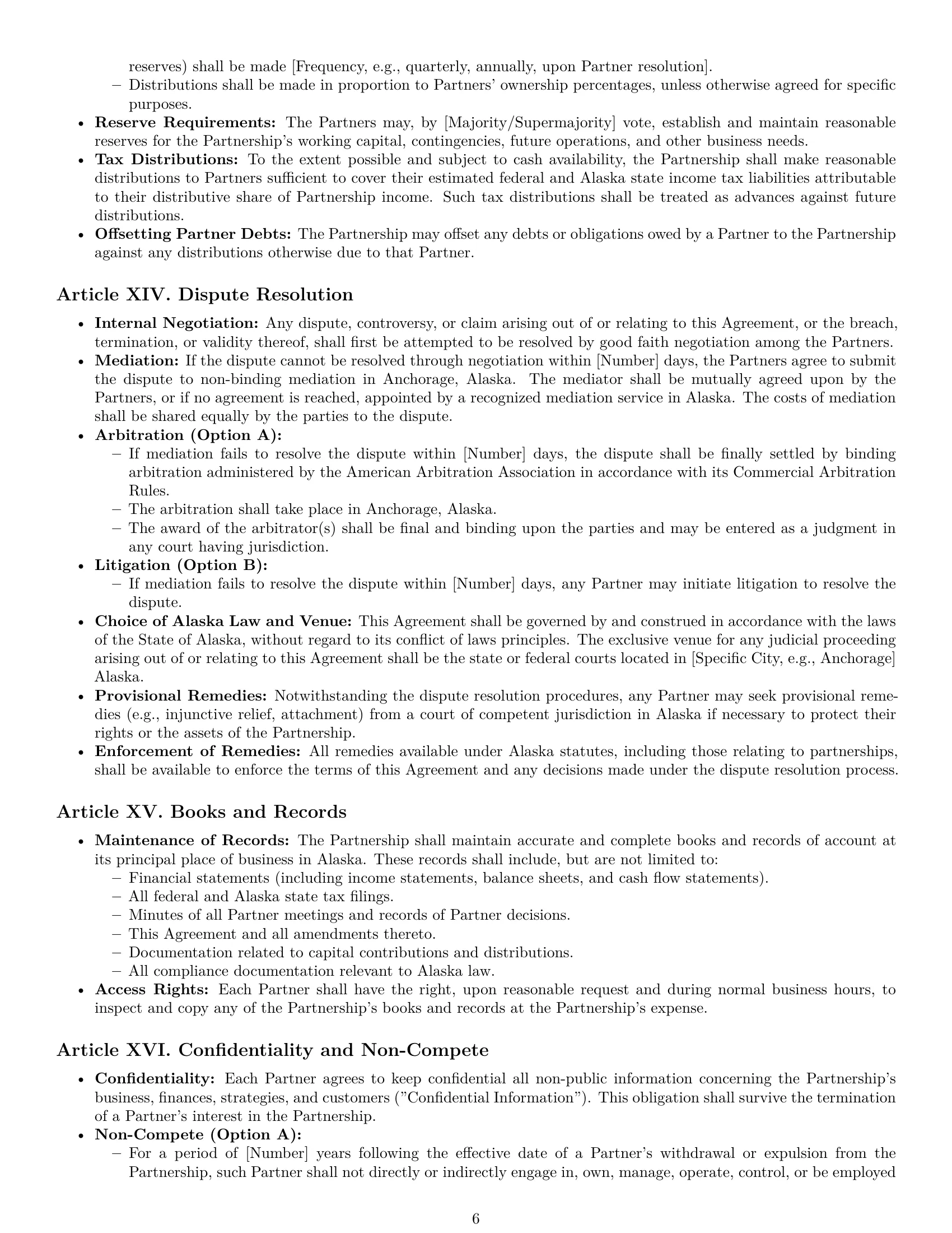Preview page 6 of Pro Alaska limited liability partnership agreement template