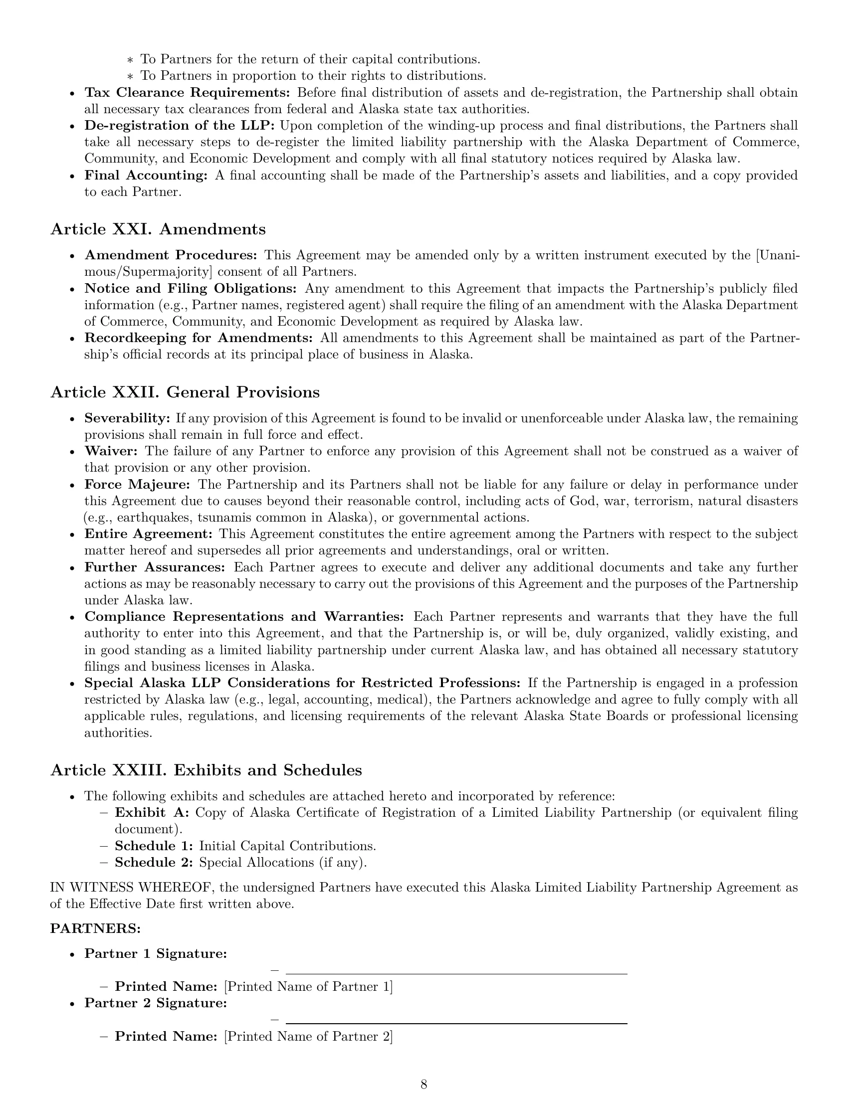 Preview page 8 of Pro Alaska limited liability partnership agreement template