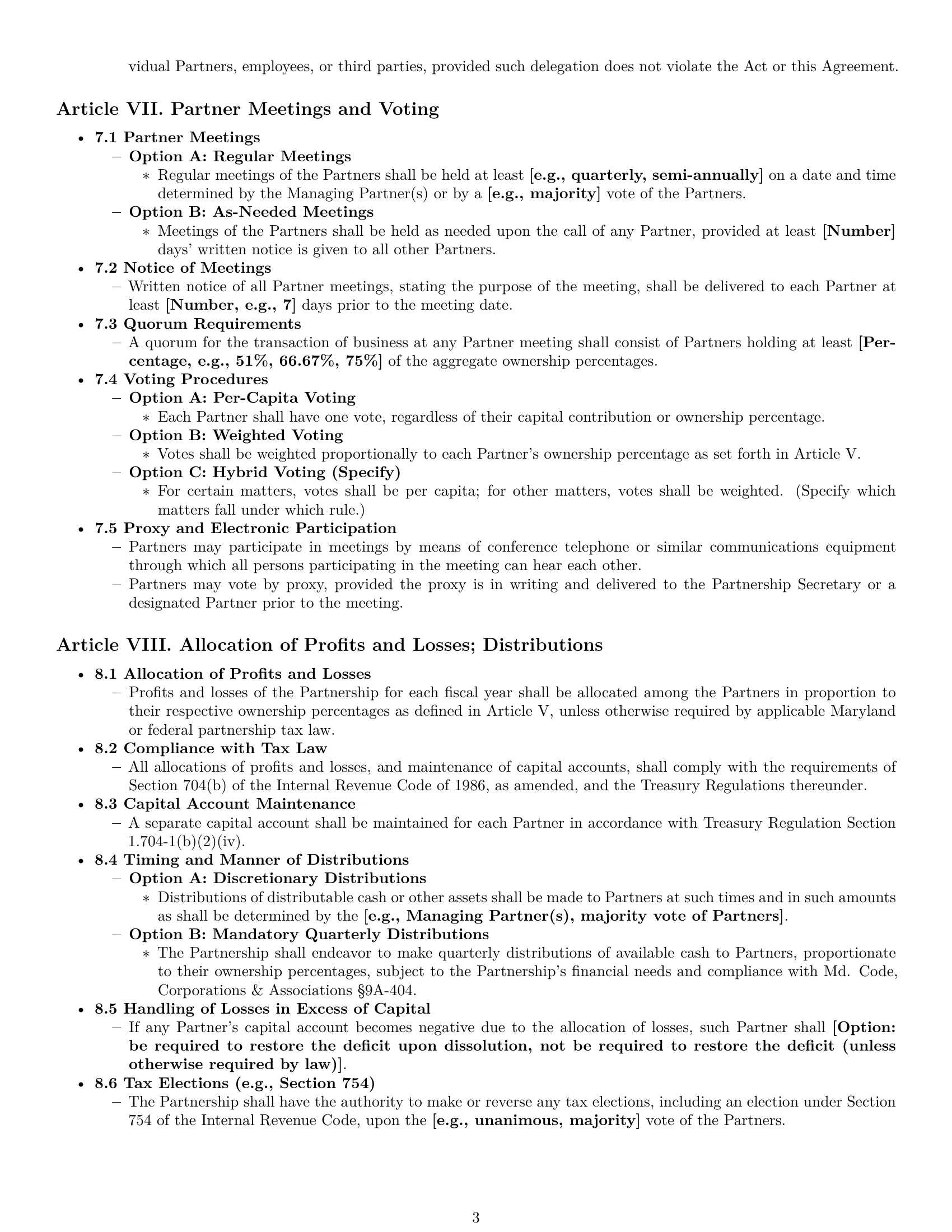 Preview page 3 of Pro Maryland limited liability partnership agreement template