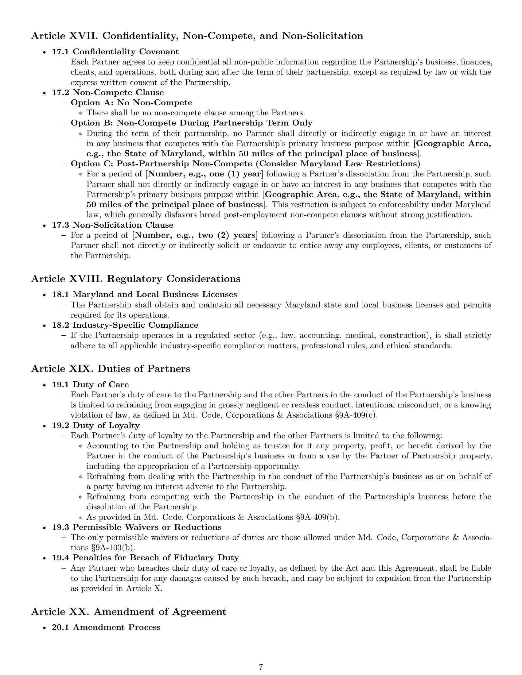 Preview page 7 of Pro Maryland limited liability partnership agreement template