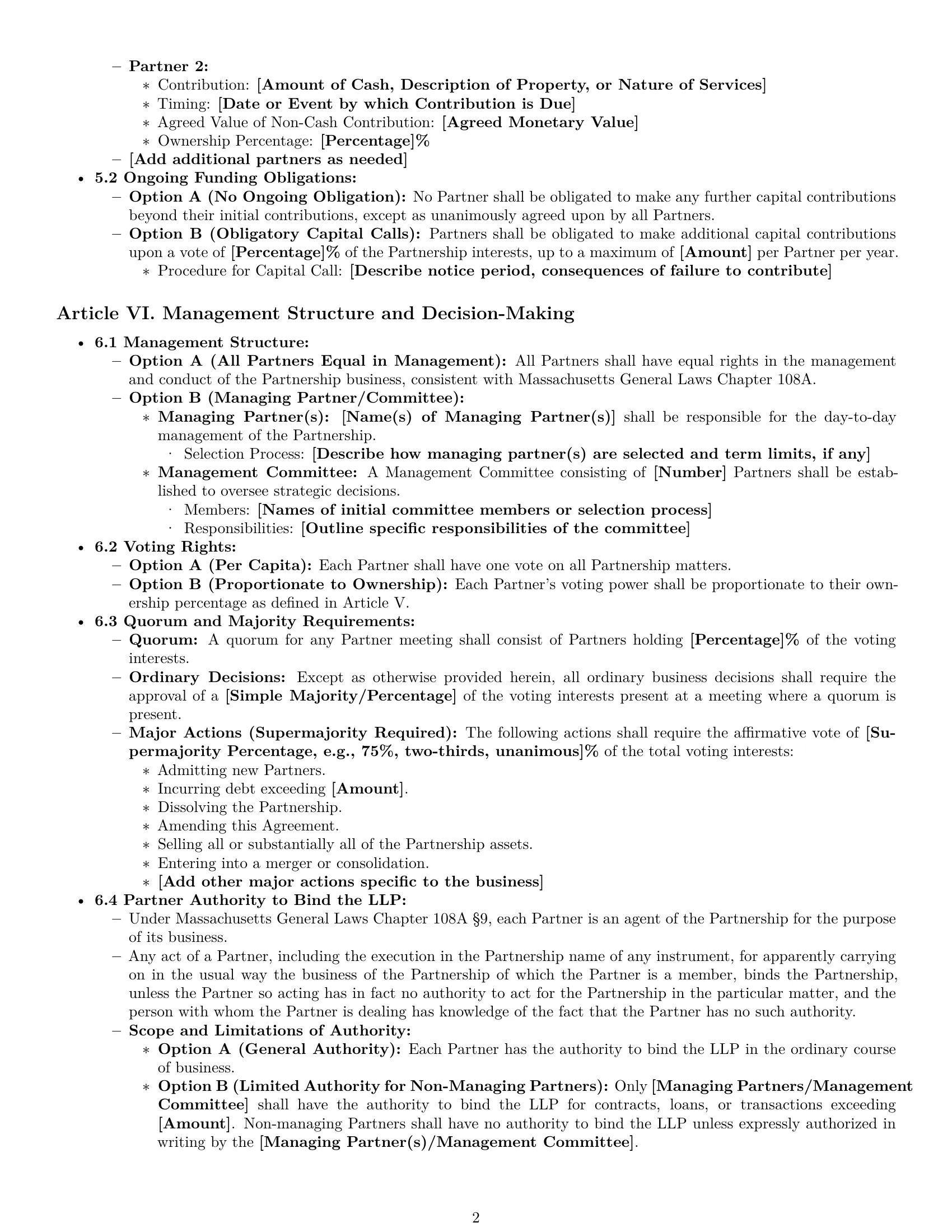 Preview page 2 of Pro Massachusetts limited liability partnership agreement template