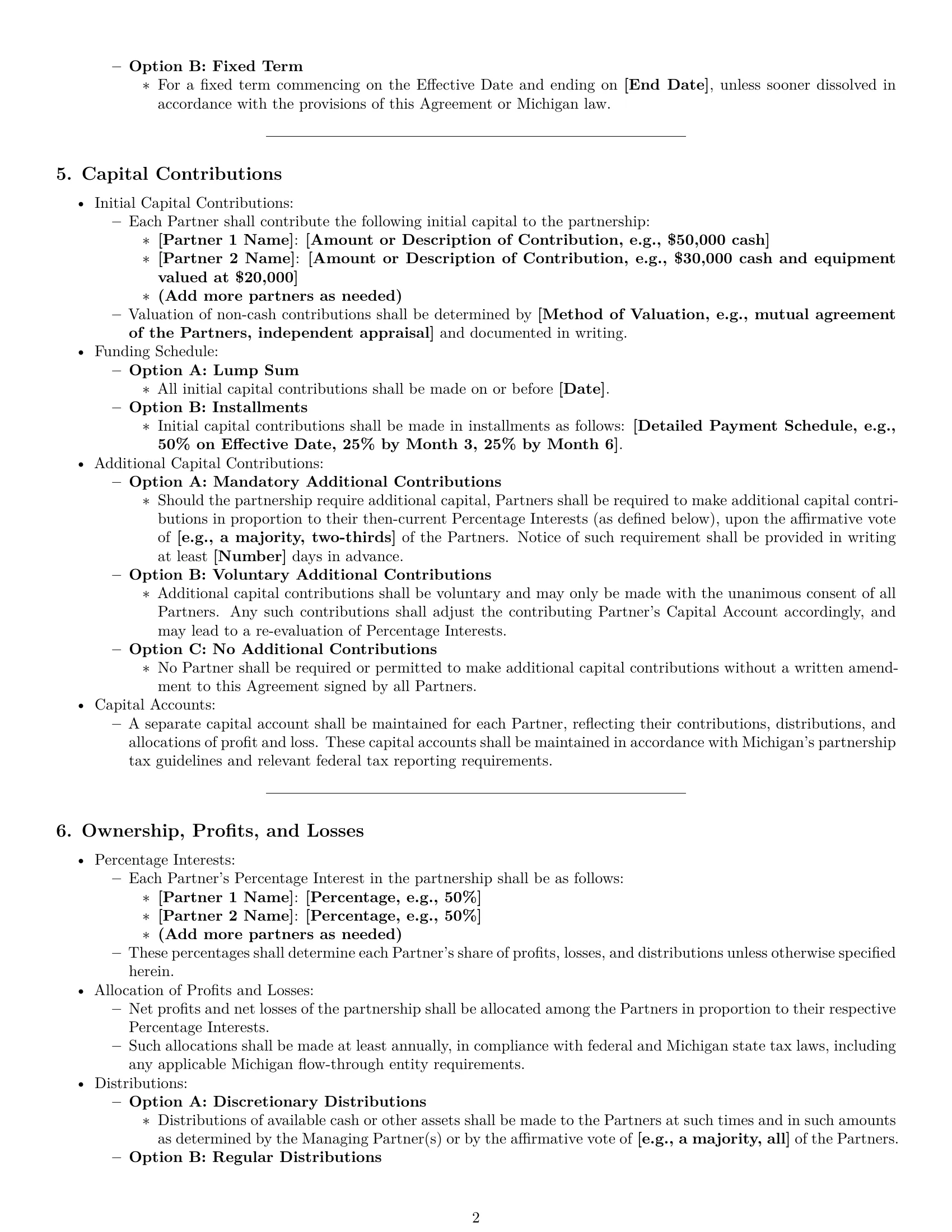 Preview page 2 of Pro Michigan limited liability partnership agreement template