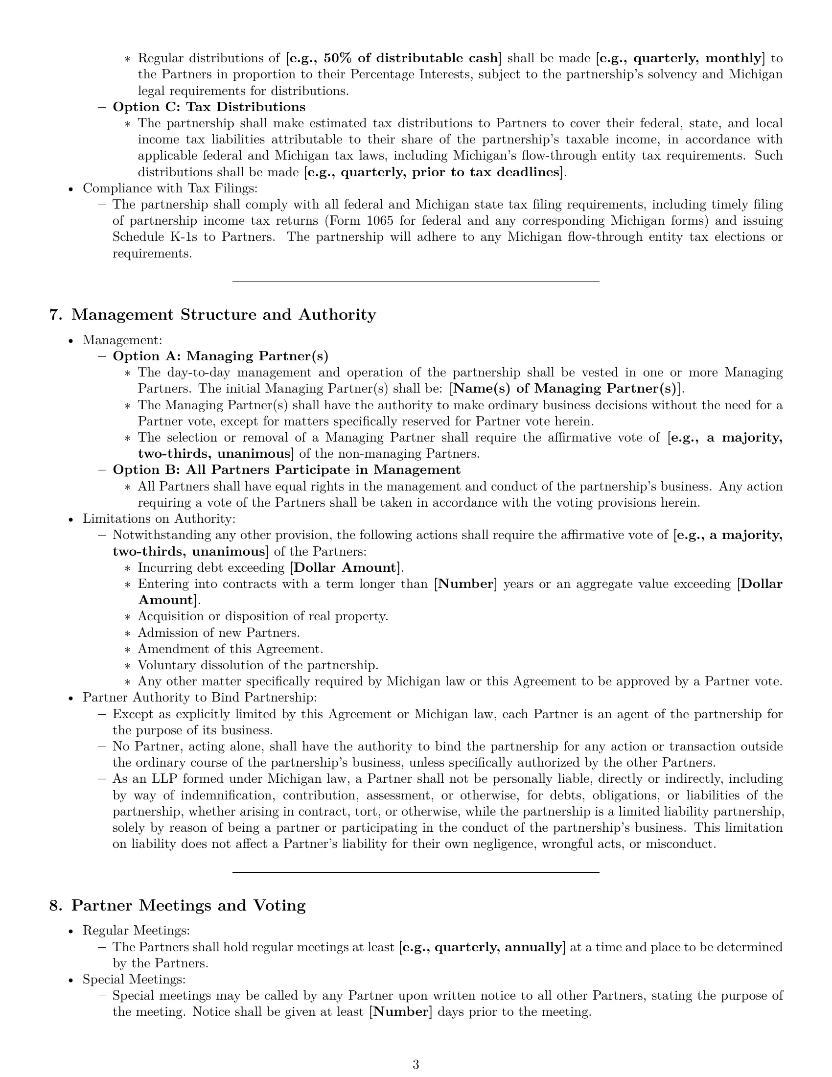 Preview page 3 of Pro Michigan limited liability partnership agreement template