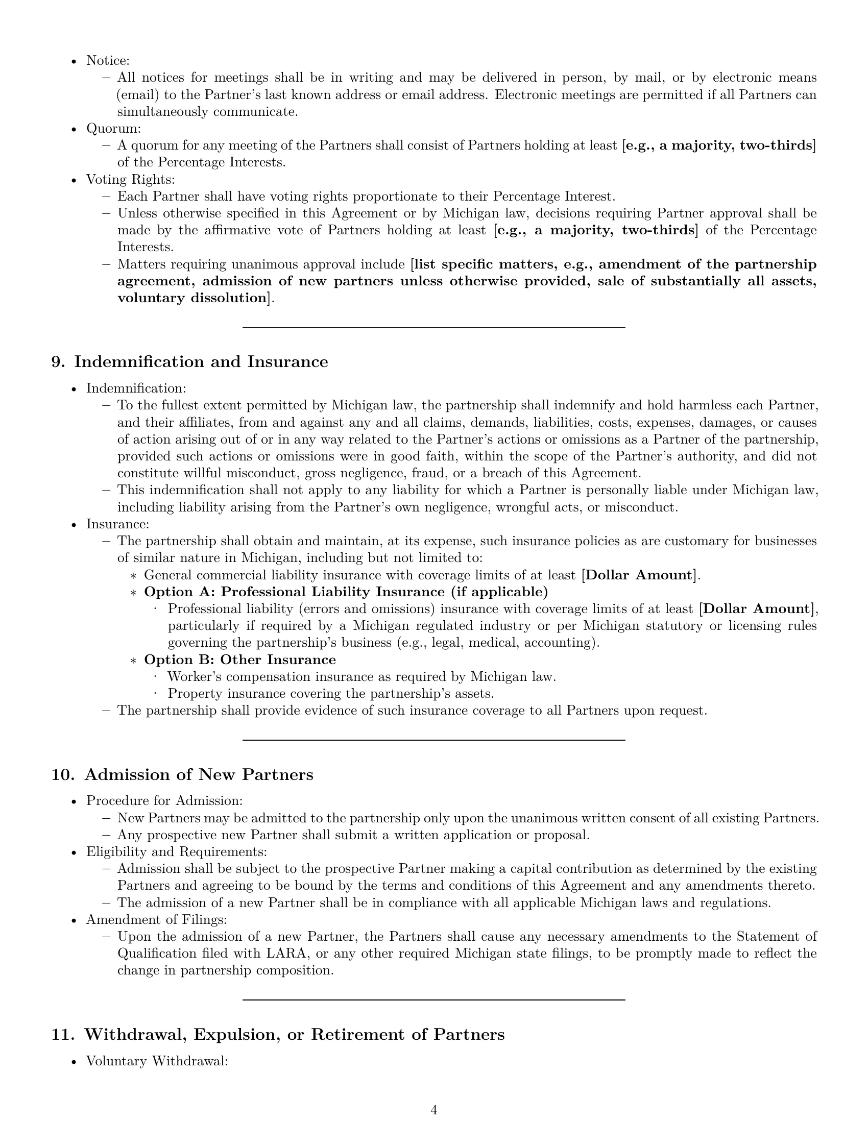 Preview page 4 of Pro Michigan limited liability partnership agreement template