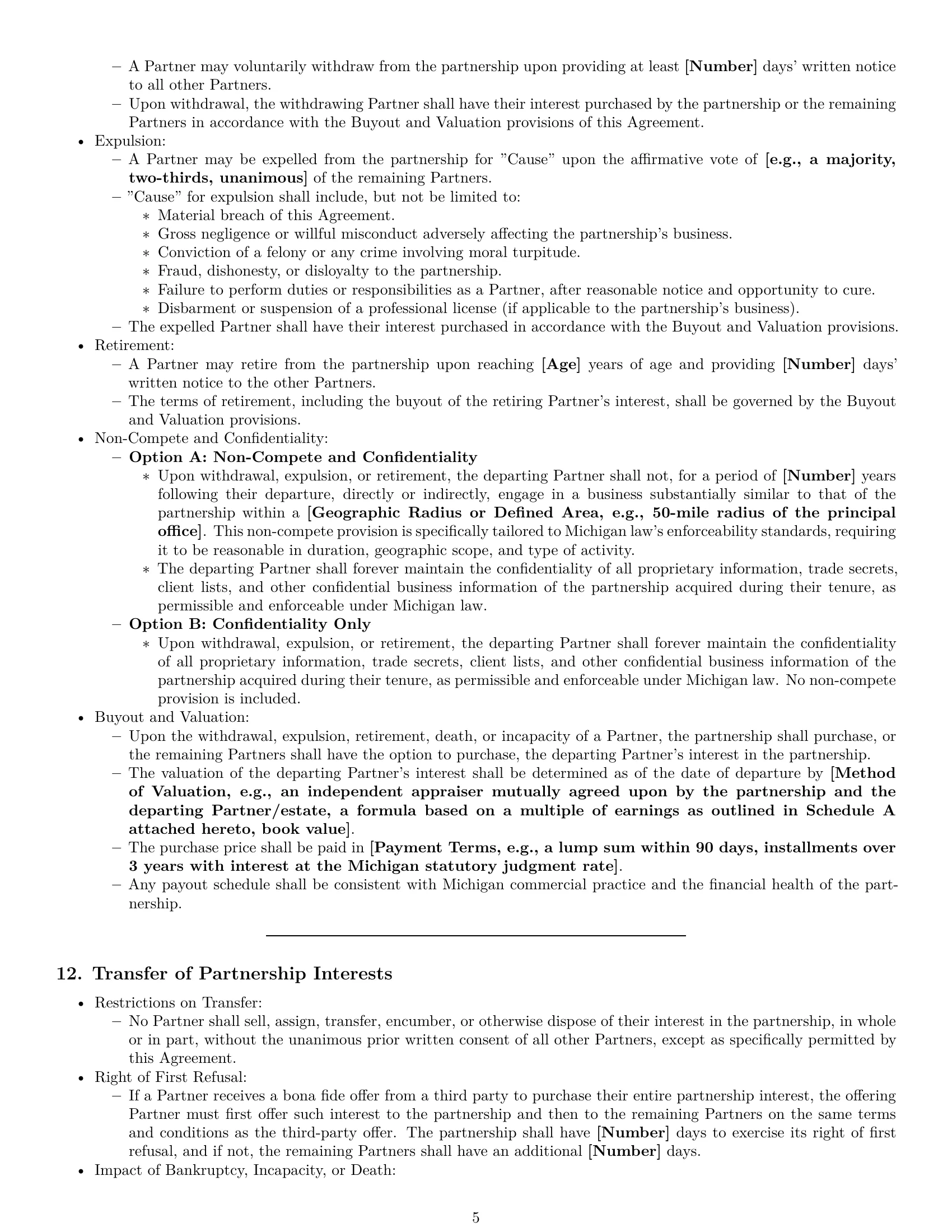 Preview page 5 of Pro Michigan limited liability partnership agreement template