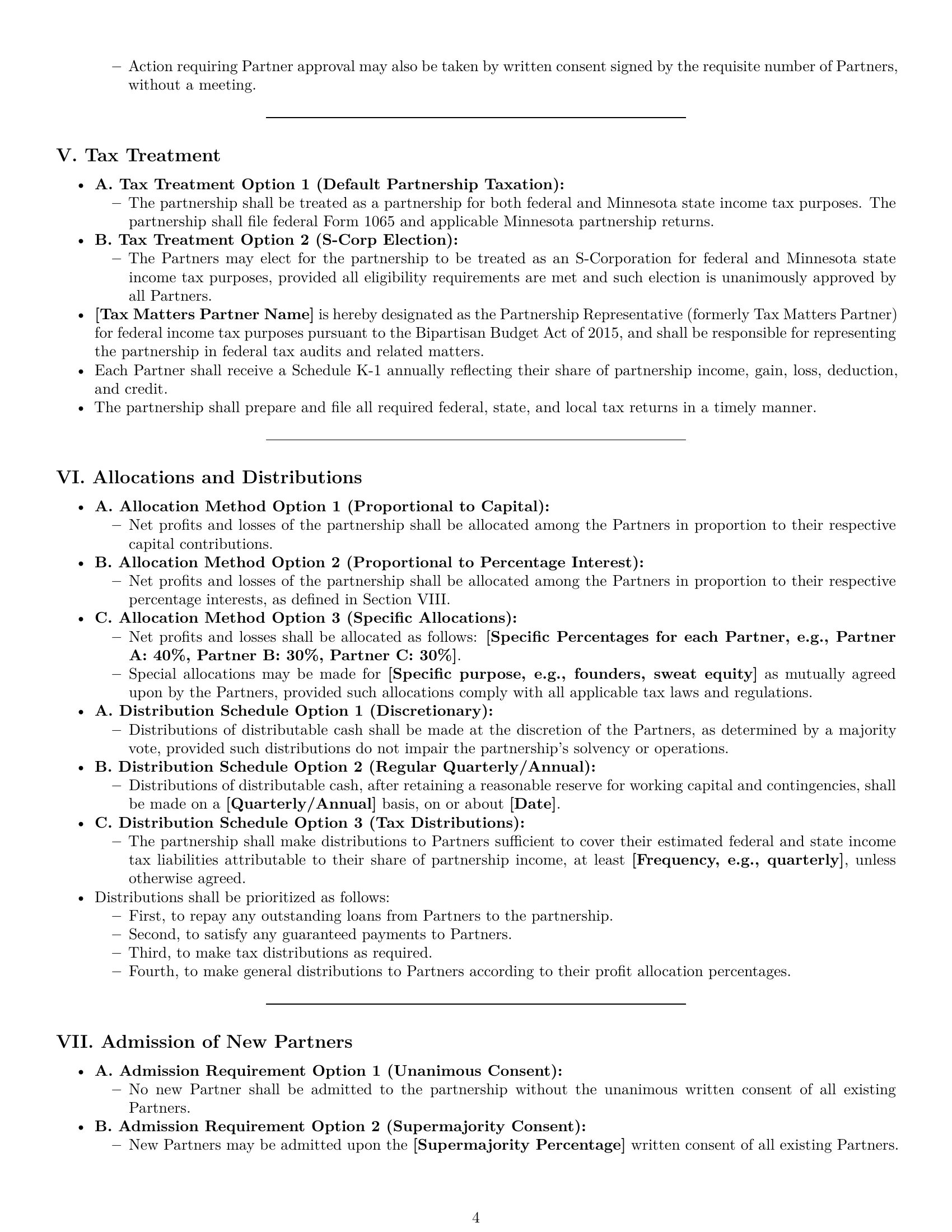 Preview page 4 of Pro Minnesota limited liability partnership agreement template
