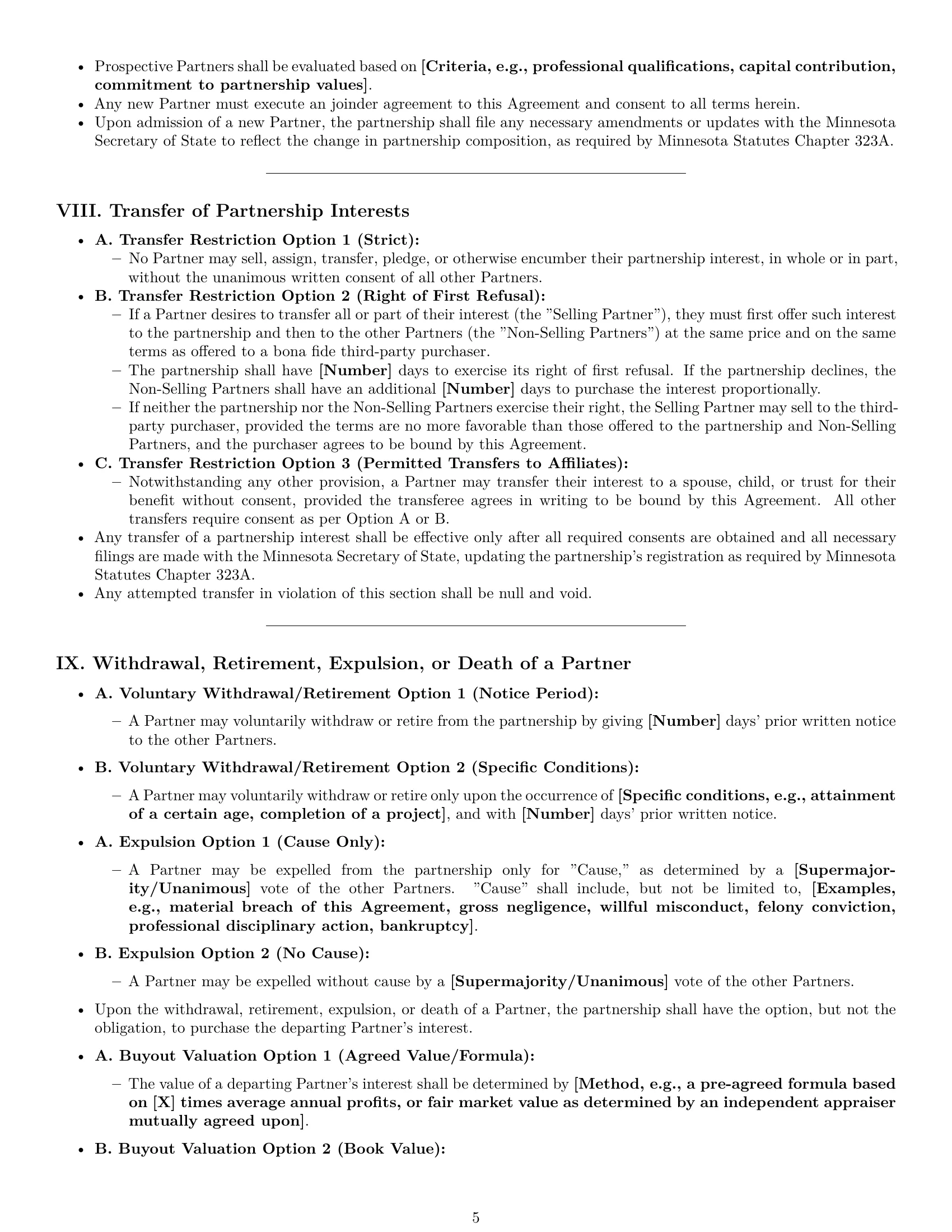 Preview page 5 of Pro Minnesota limited liability partnership agreement template