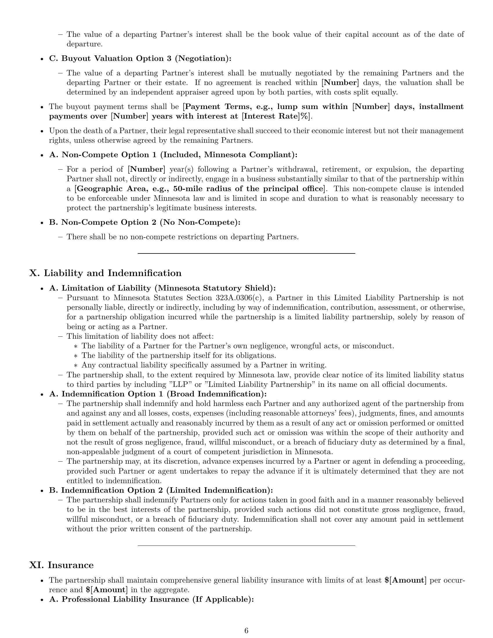 Preview page 6 of Pro Minnesota limited liability partnership agreement template