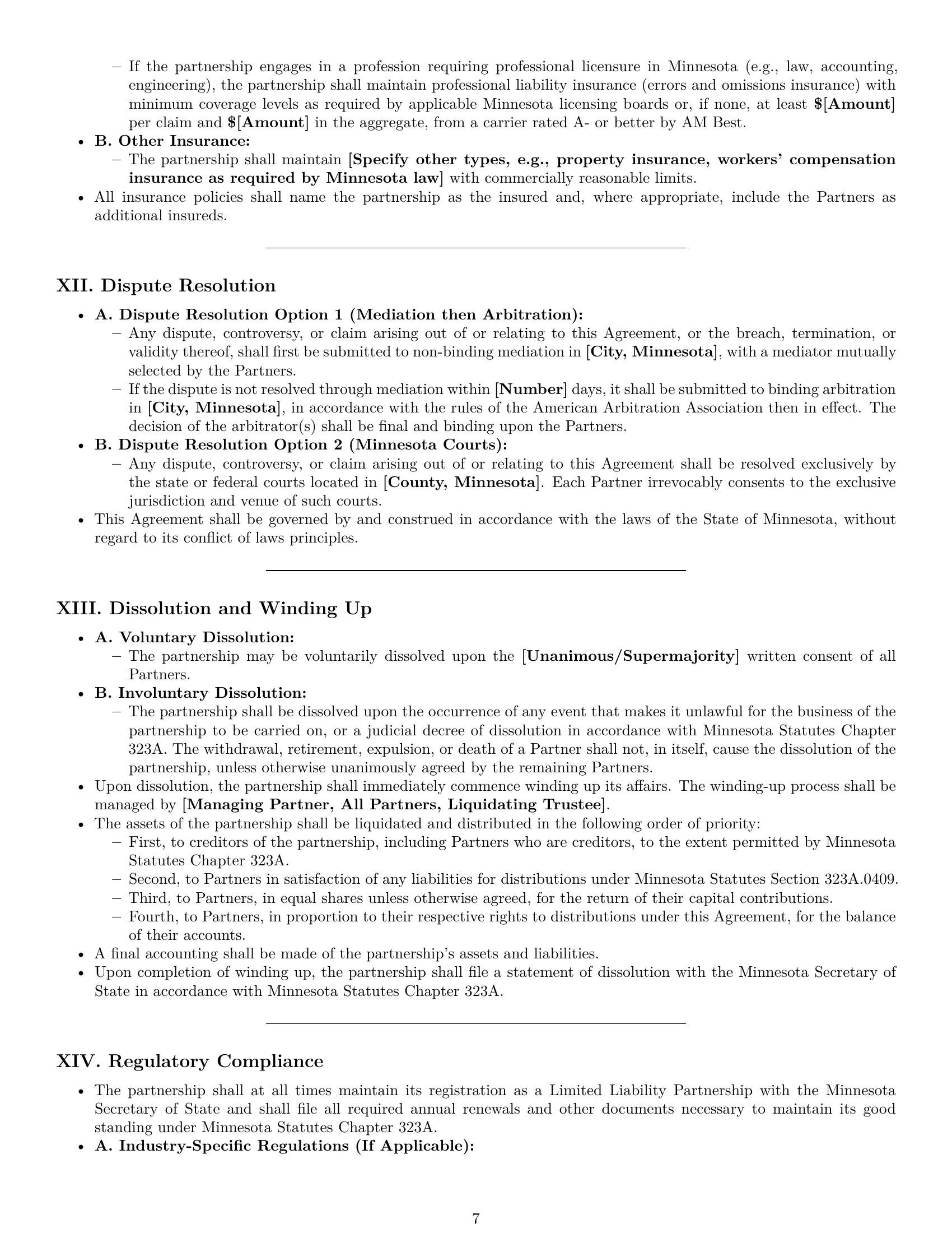 Preview page 7 of Pro Minnesota limited liability partnership agreement template