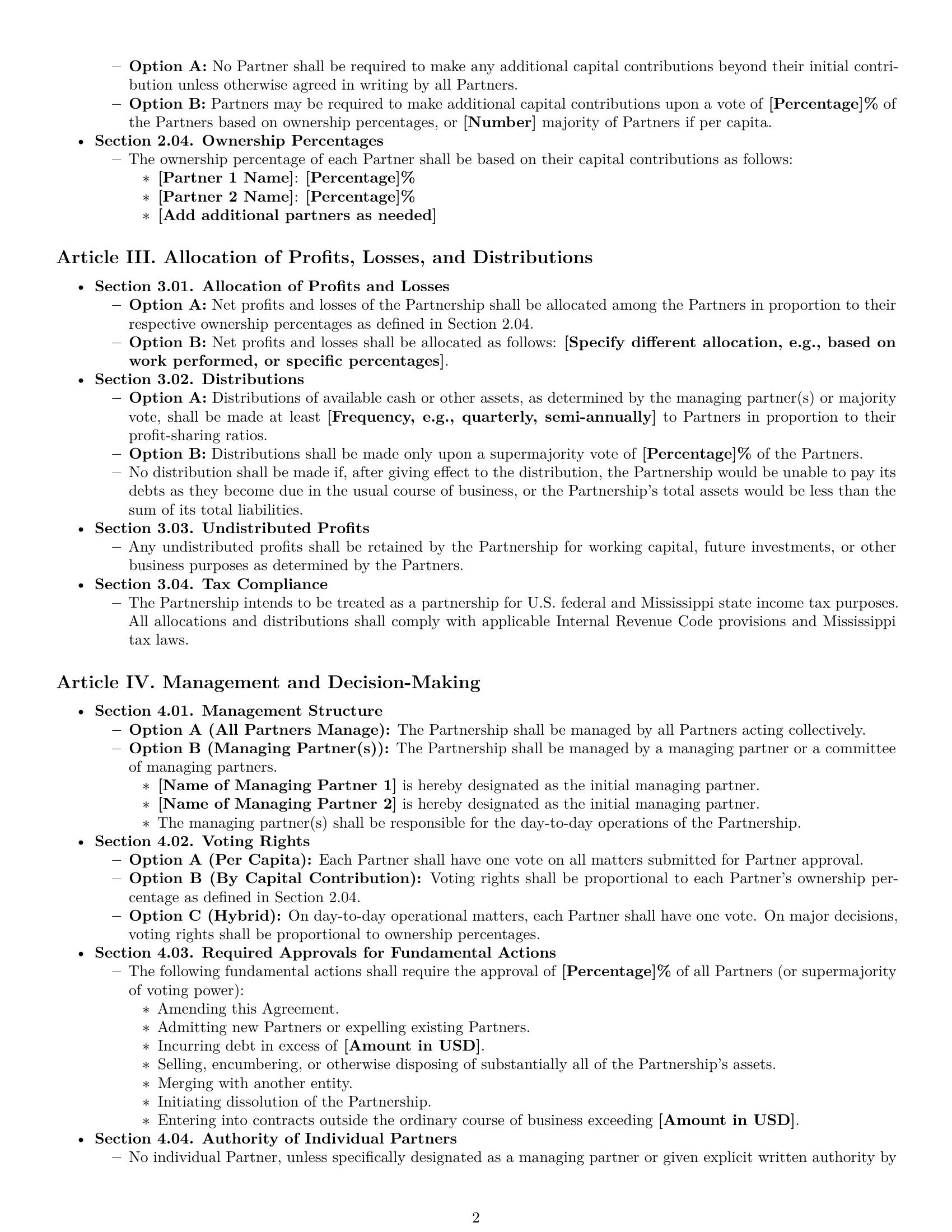 Preview page 2 of Pro Mississippi limited liability partnership agreement template