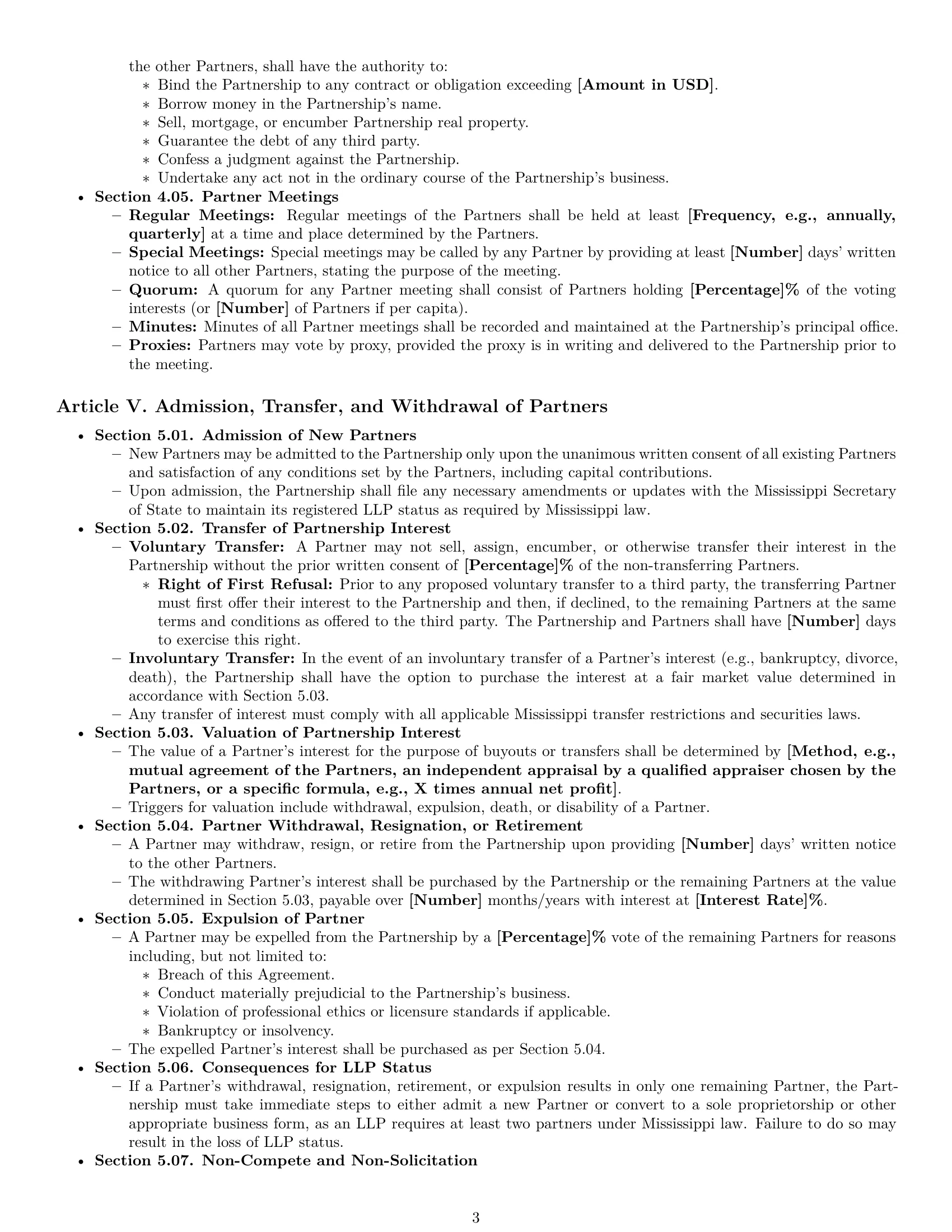 Preview page 3 of Pro Mississippi limited liability partnership agreement template