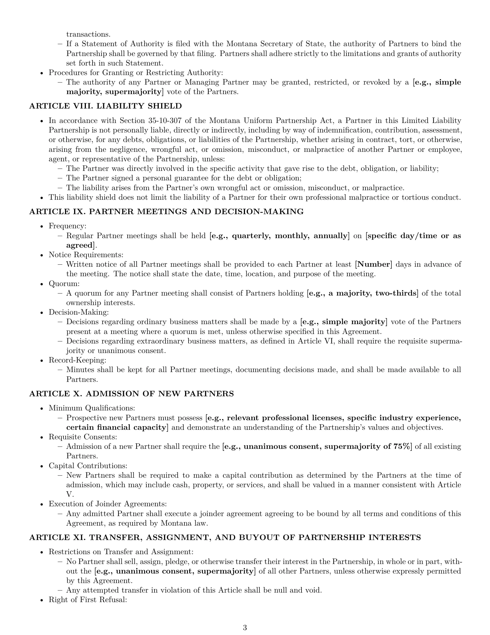 Preview page 3 of Pro Montana limited liability partnership agreement template