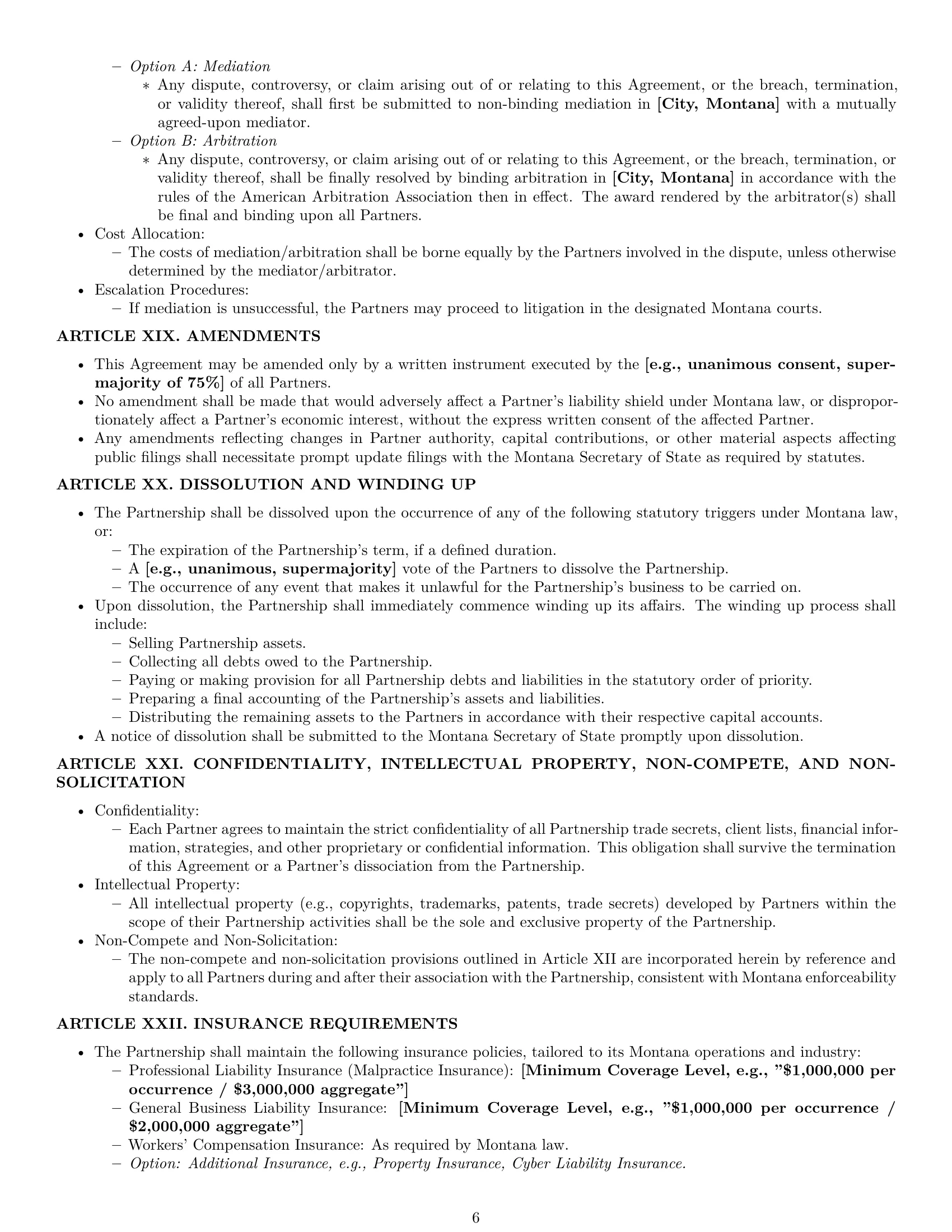 Preview page 6 of Pro Montana limited liability partnership agreement template