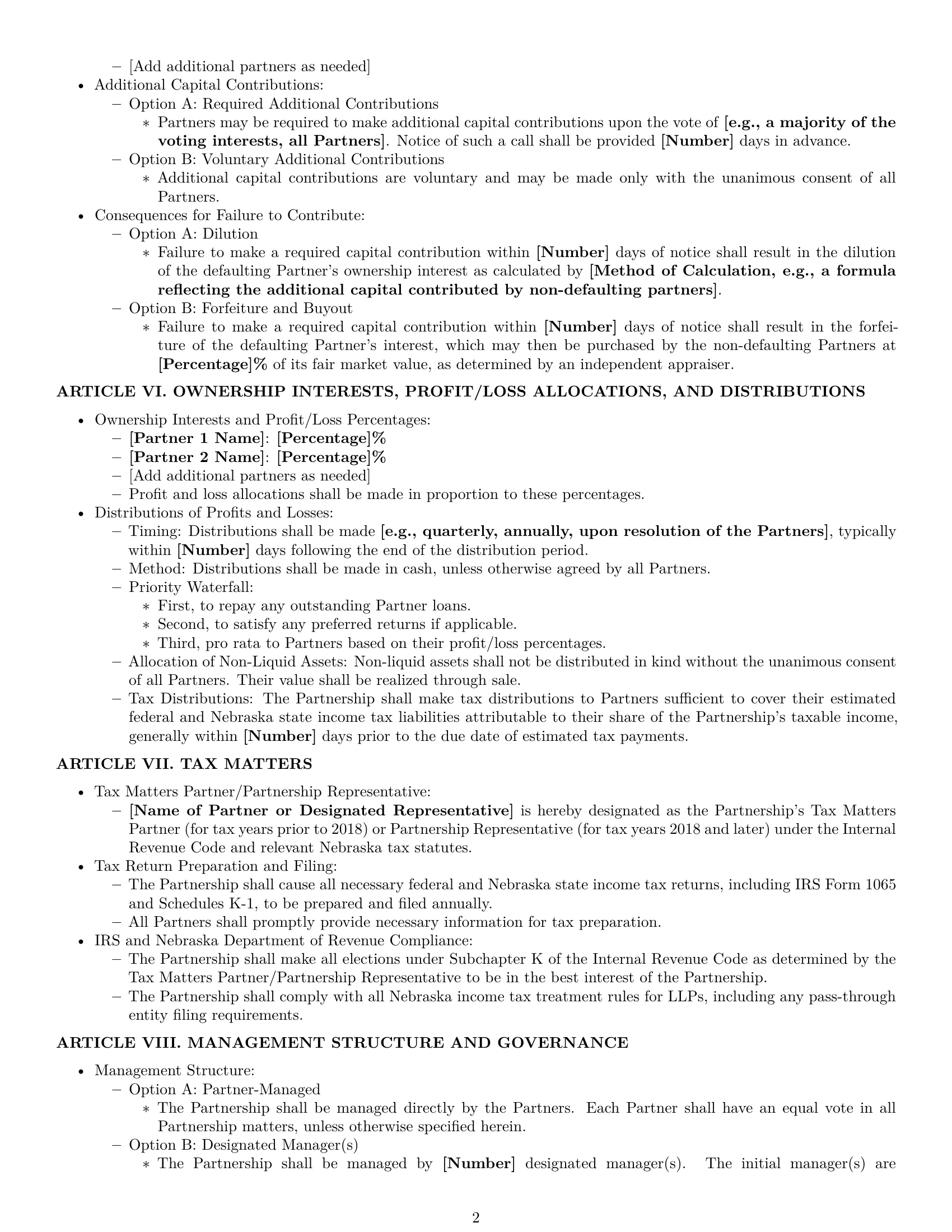 Preview page 2 of Pro Nebraska limited liability partnership agreement template