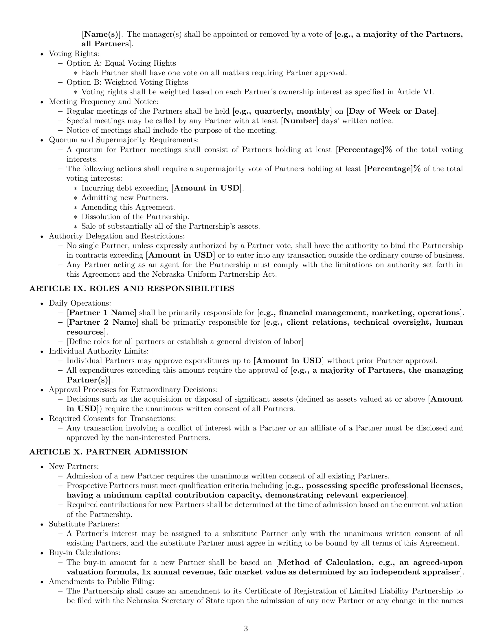 Preview page 3 of Pro Nebraska limited liability partnership agreement template