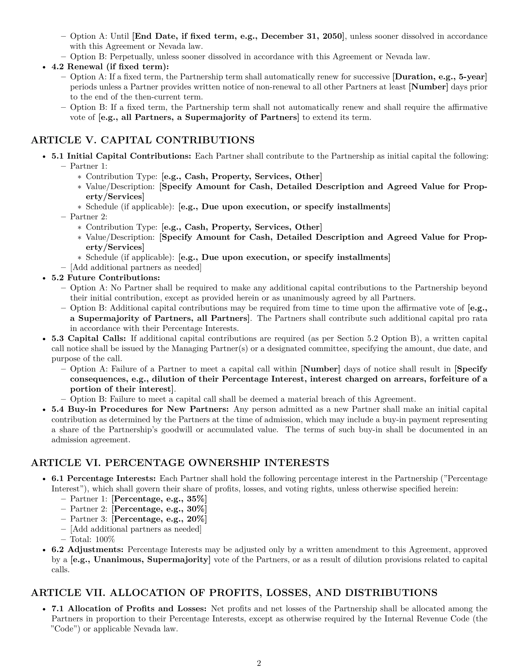 Preview page 2 of Pro Nevada limited liability partnership agreement template