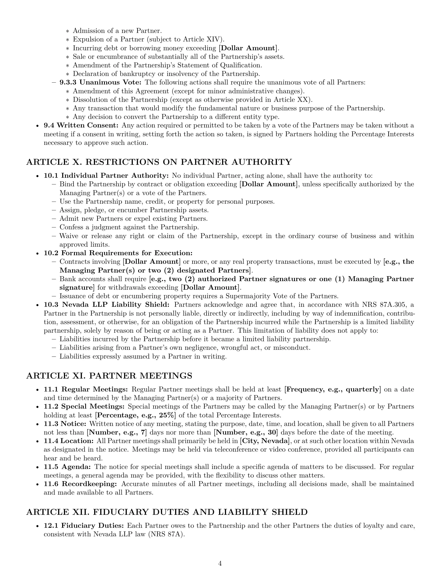 Preview page 4 of Pro Nevada limited liability partnership agreement template