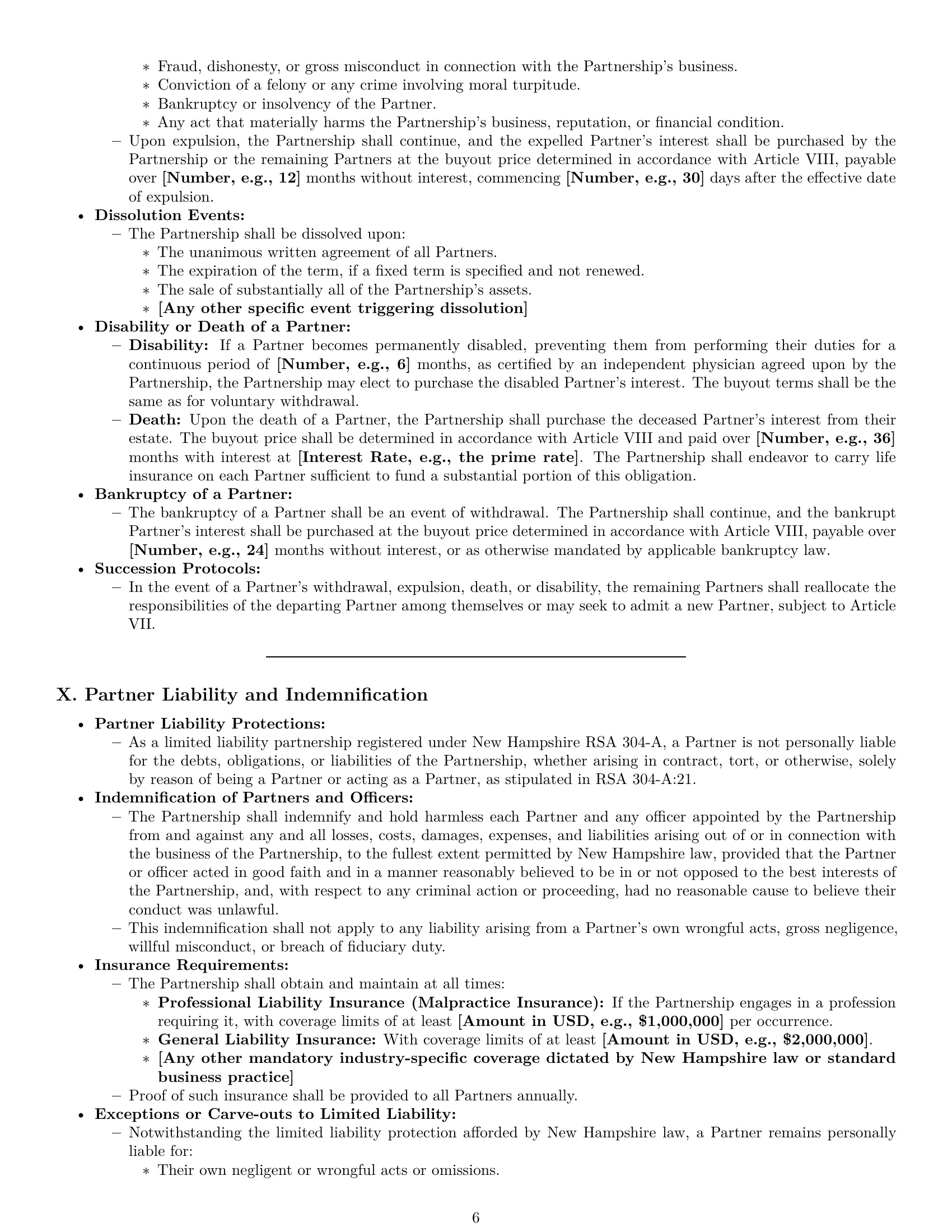 Preview page 6 of Pro New Hampshire limited liability partnership agreement template