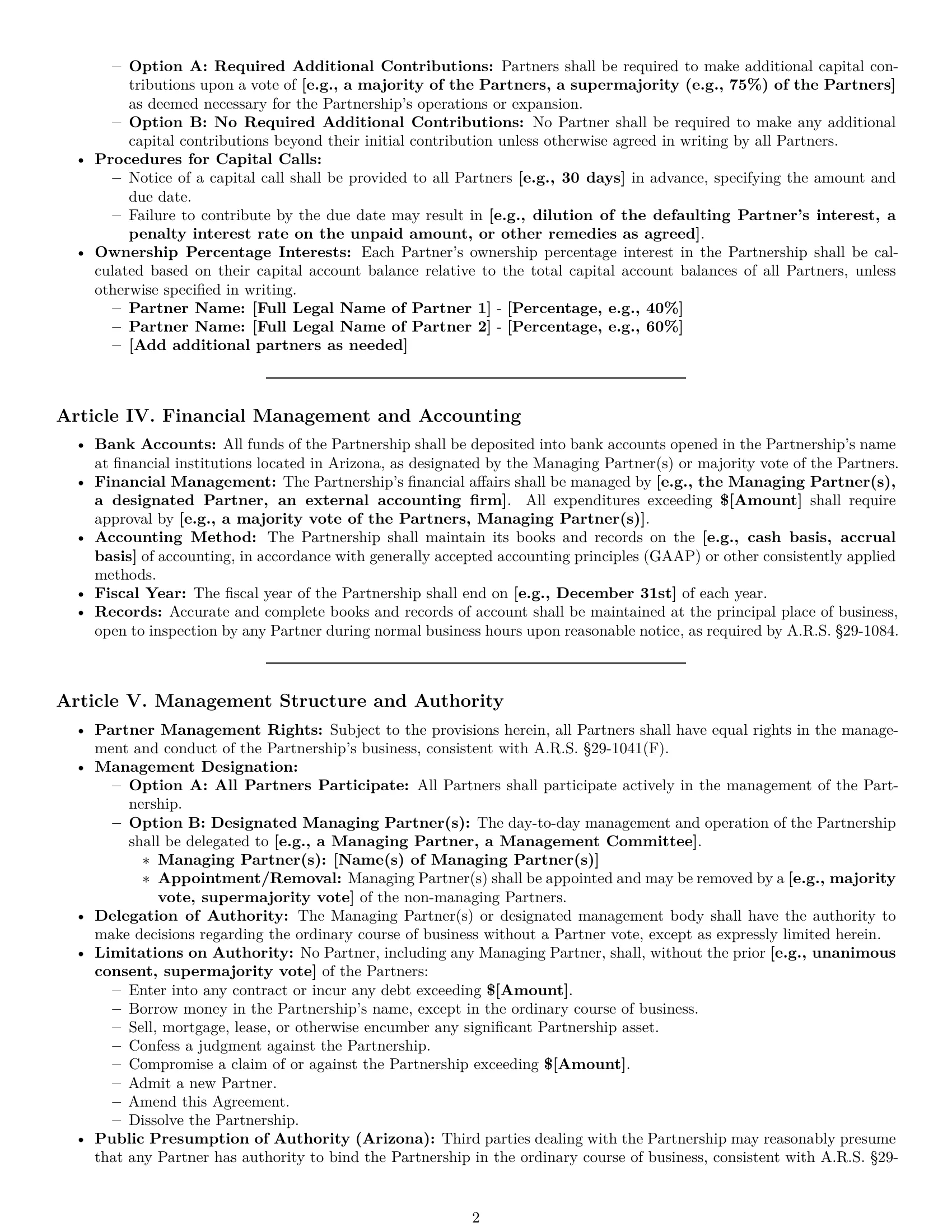 Preview page 2 of Pro Arizona limited liability partnership agreement template
