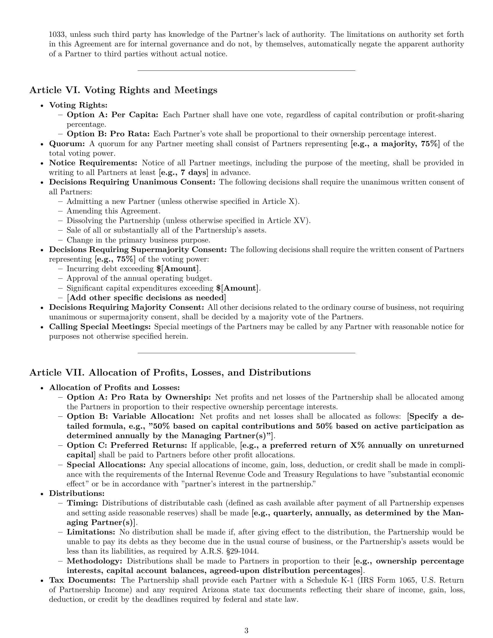Preview page 3 of Pro Arizona limited liability partnership agreement template