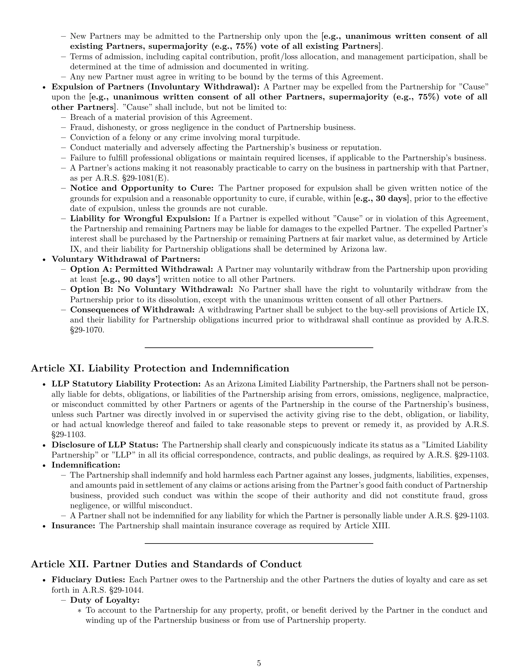 Preview page 5 of Pro Arizona limited liability partnership agreement template