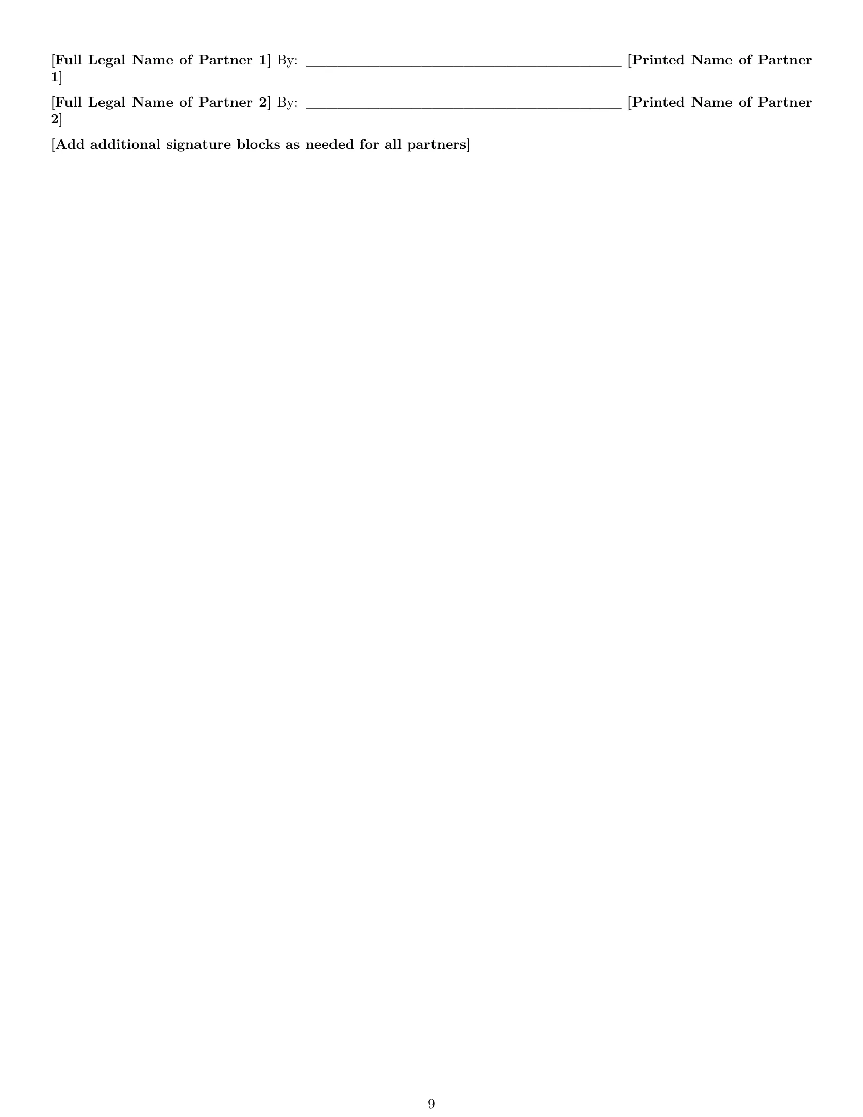 Preview page 9 of Pro Arizona limited liability partnership agreement template