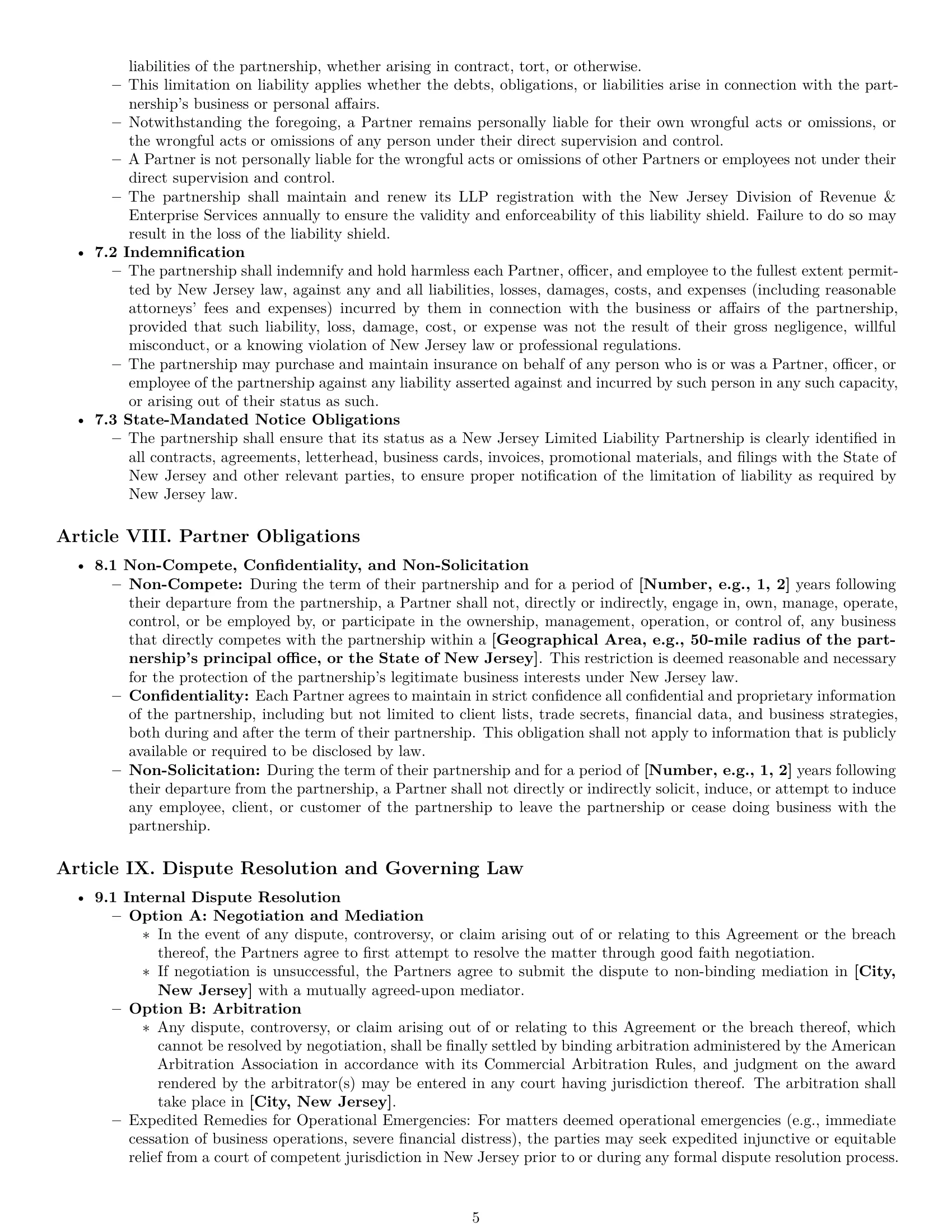 Preview page 5 of Pro New Jersey limited liability partnership agreement template