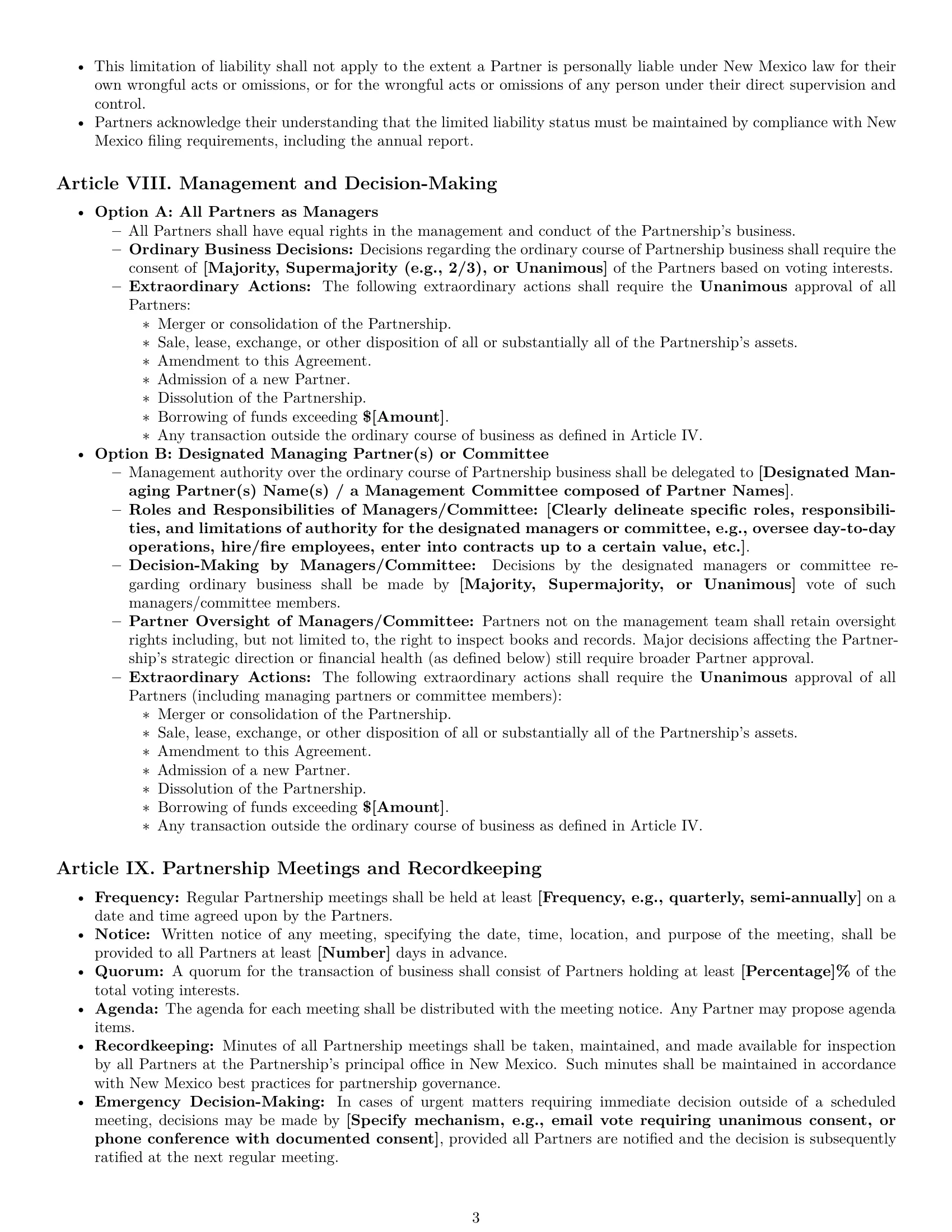 Preview page 3 of Pro New Mexico limited liability partnership agreement template