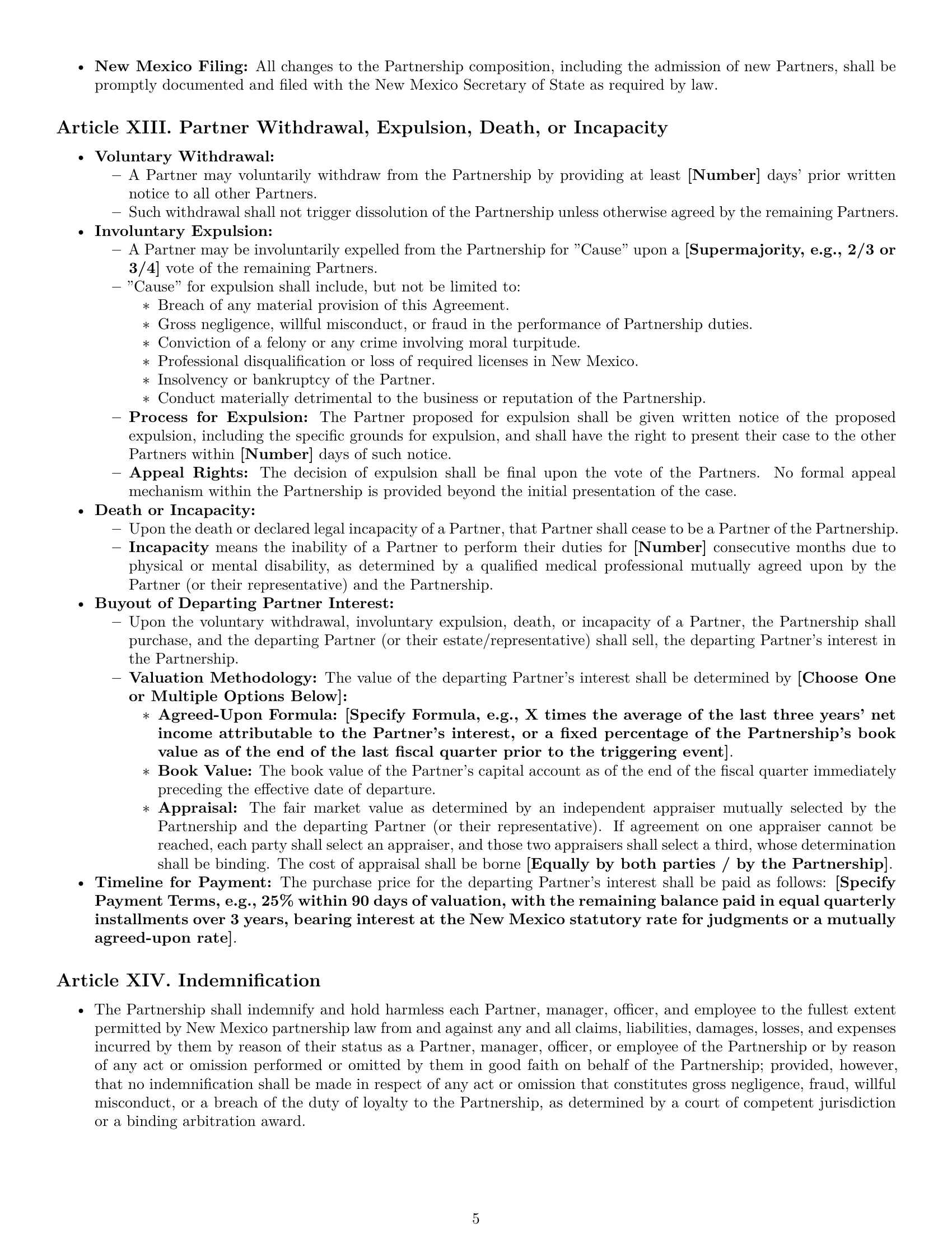 Preview page 5 of Pro New Mexico limited liability partnership agreement template