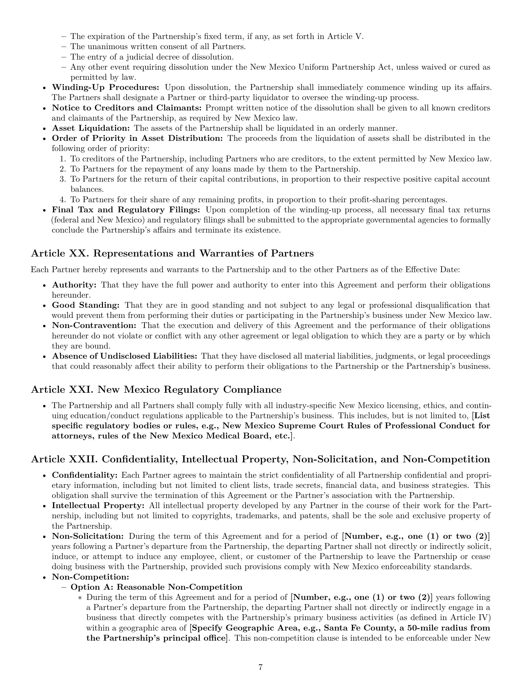 Preview page 7 of Pro New Mexico limited liability partnership agreement template