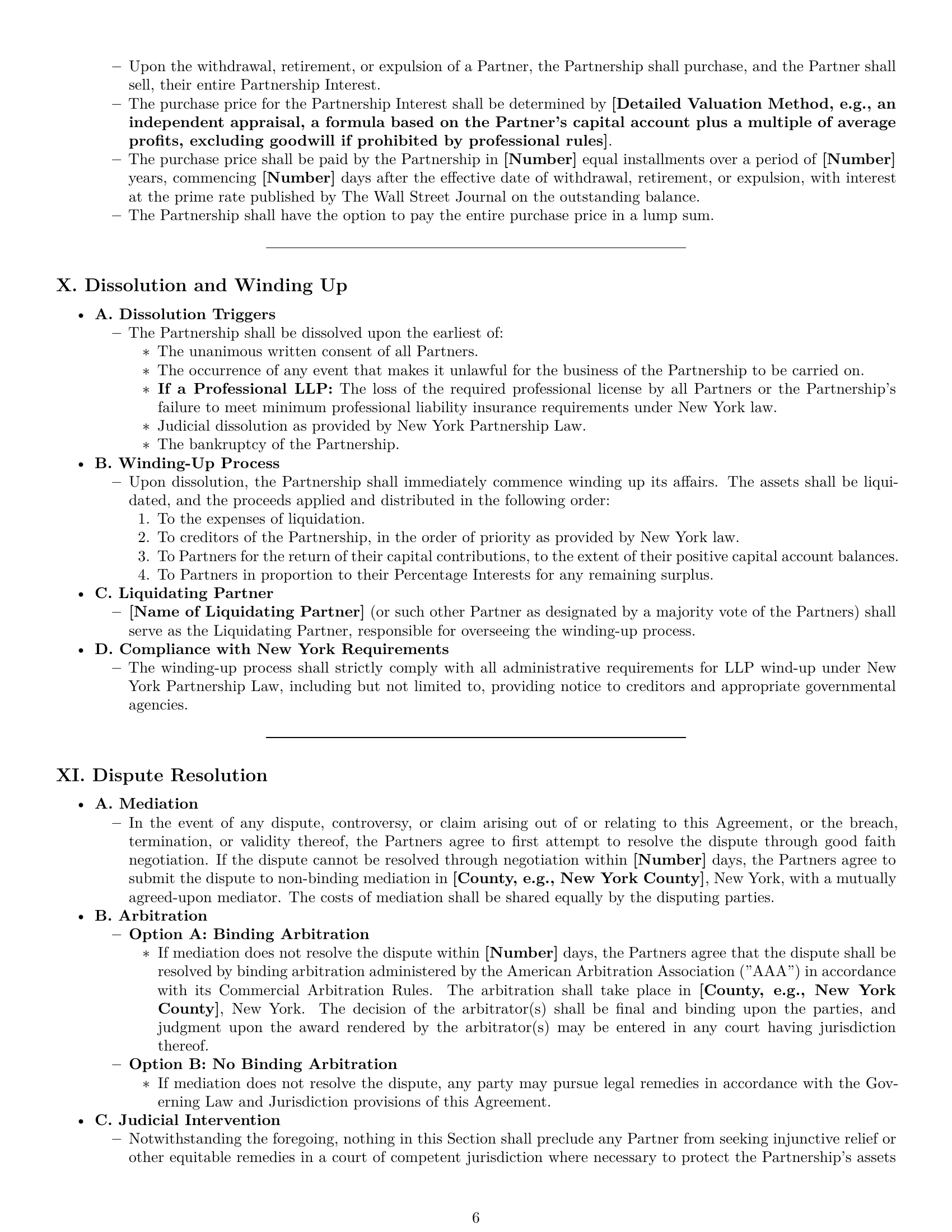 Preview page 6 of Pro New York limited liability partnership agreement template