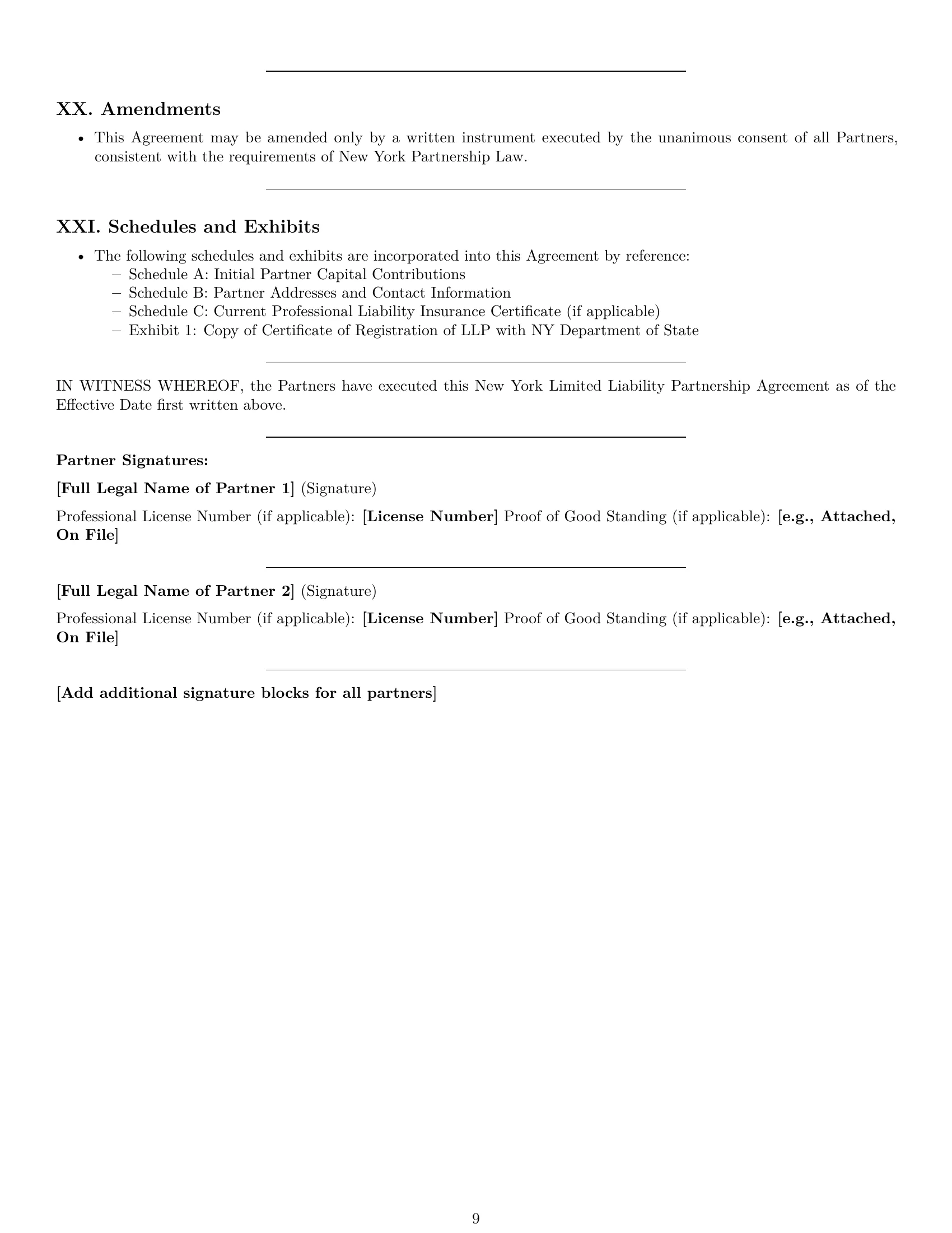 Preview page 9 of Pro New York limited liability partnership agreement template