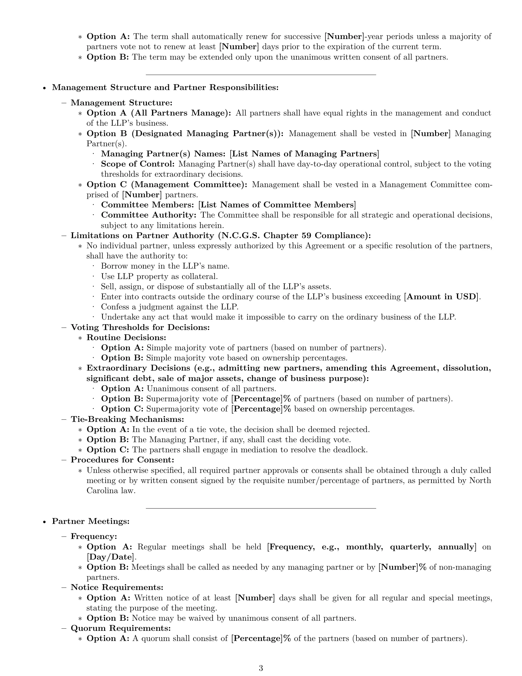 Preview page 3 of Pro North Carolina limited liability partnership agreement template